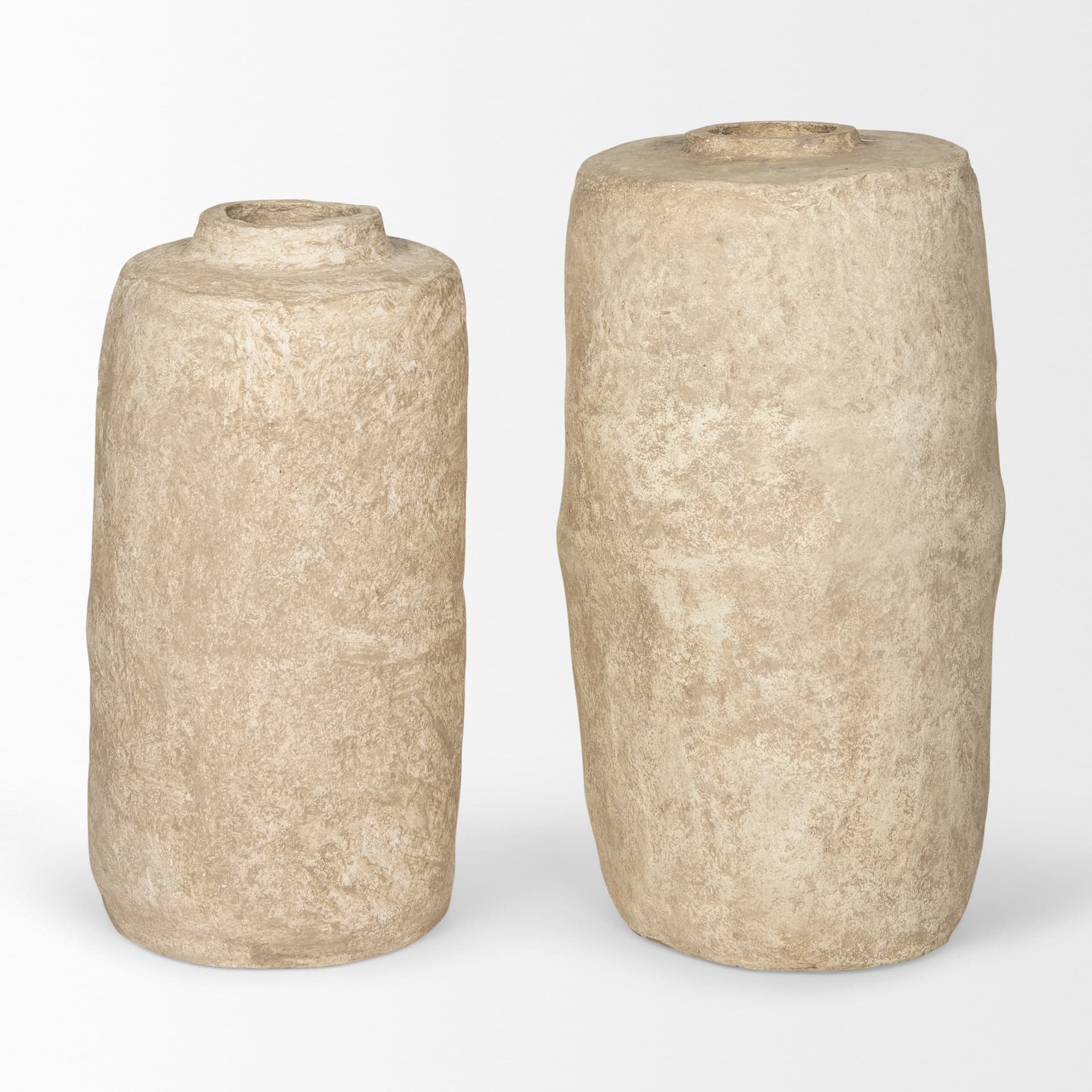 Rama Small Beige Paper Mache Floor Vase — product photograph