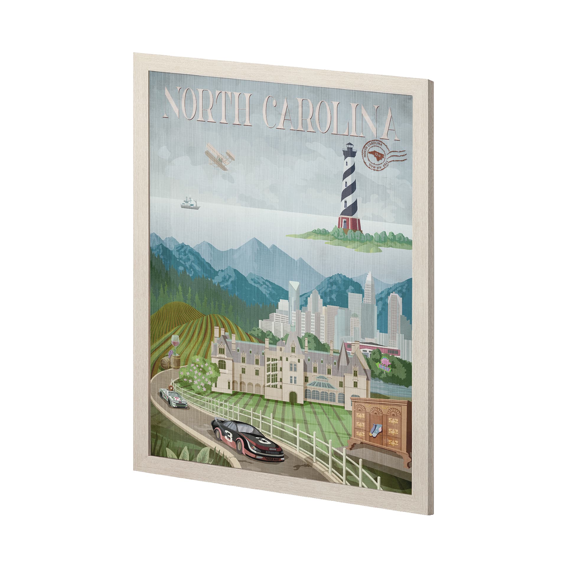 North Carolina by Mercana Studio a Hand Embellished Textured Framed Art Print — product photograph