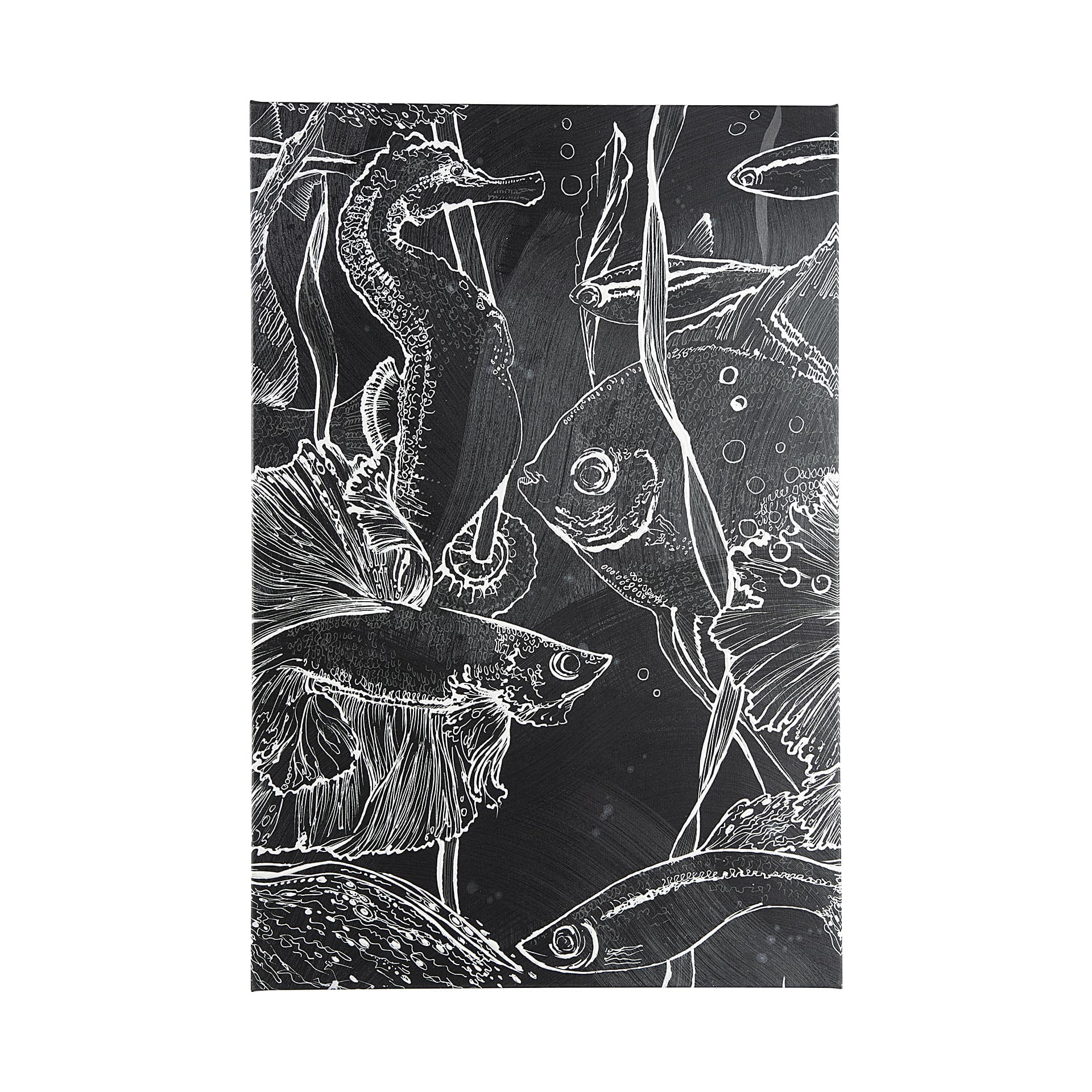 Fish Black I by Ariana a Hand Embellished Textured Canvas — product photograph
