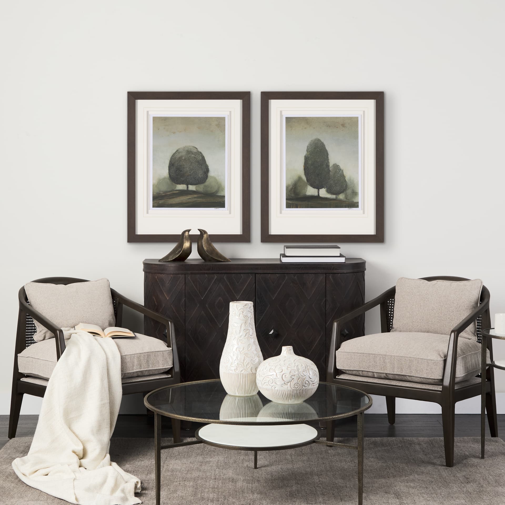 Secret Garden II by Mercana Studio a Hand Embellished Textured Framed Art Print Matted under Glass — in a styled room