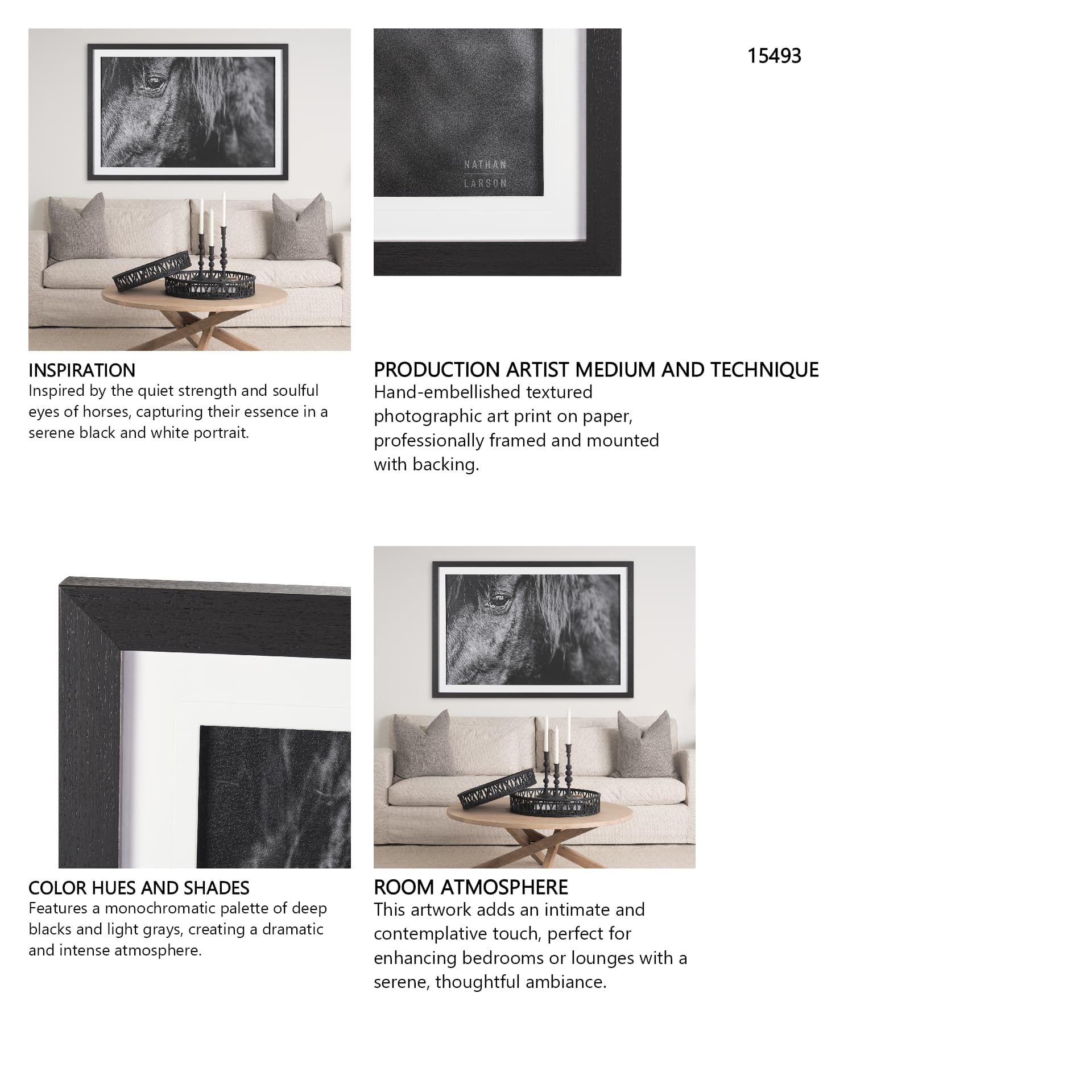 Mustang by Nathan Larson a Hand Embellished Framed Photo Art Print Matted under Glass — in a styled room