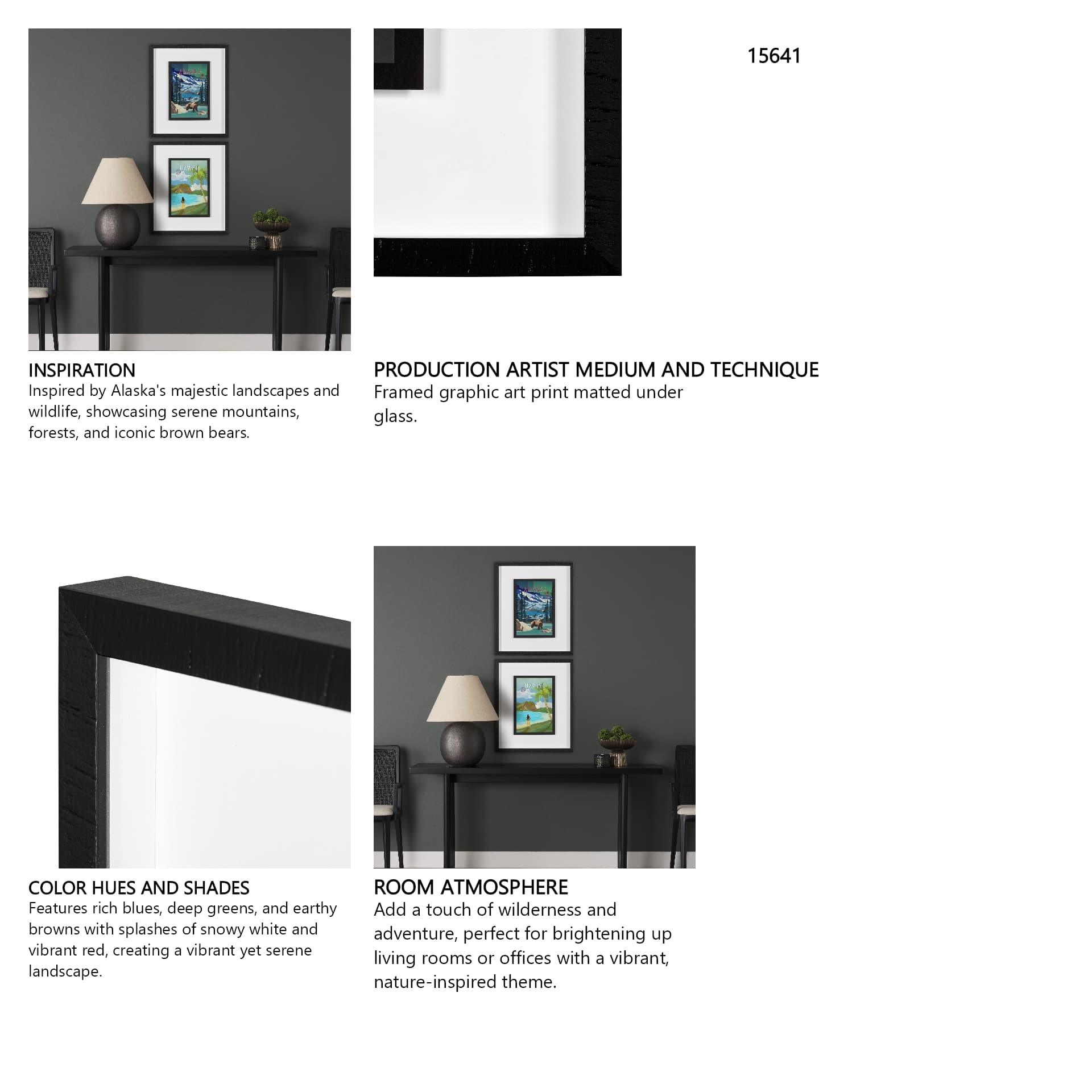 Alaska Go USA (M) by Mercana Studio a Framed Art Print Matted under Glass — in a styled room