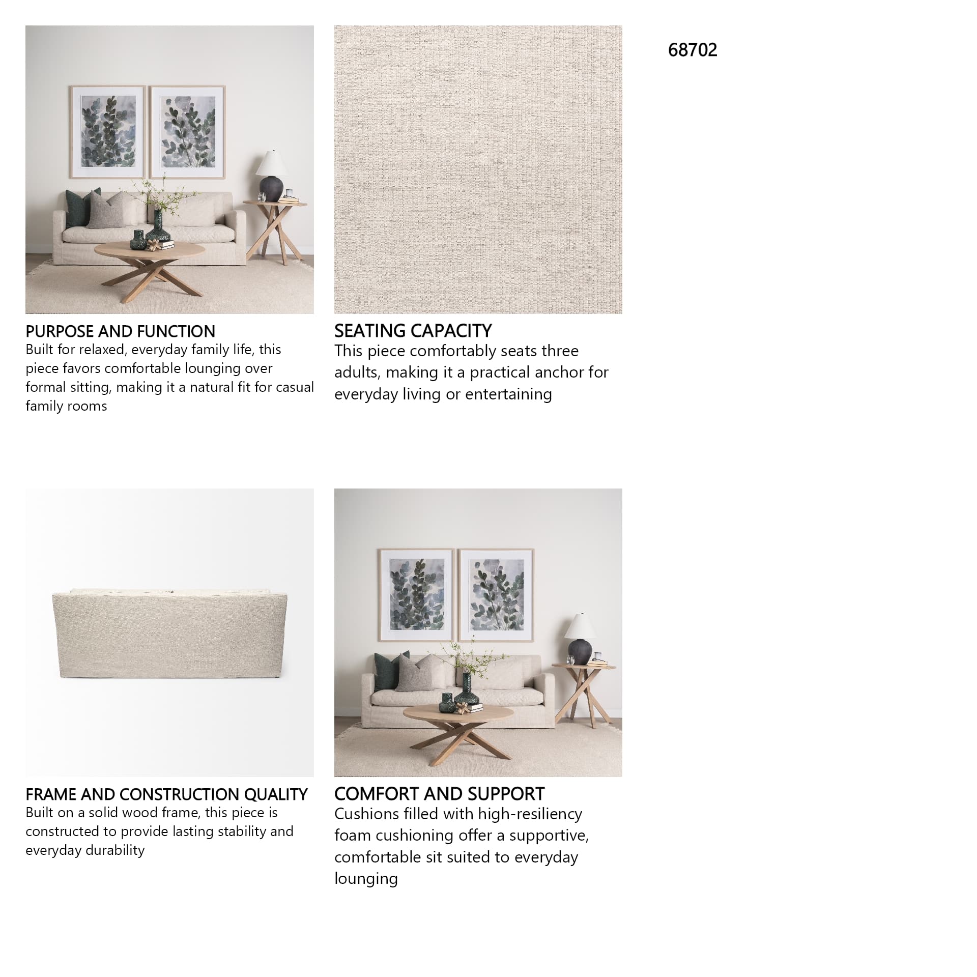 Denly II 92.5W Beige Slipcover Three Seater Sofa — in a styled room