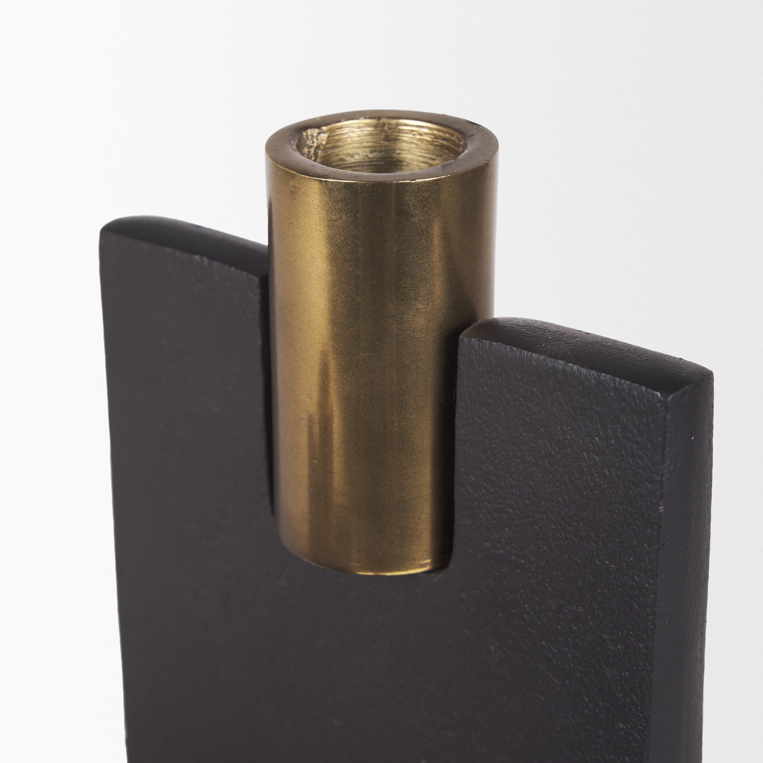 Polli Matte Black w/ Brushed Gold Metal Taper Candleholders (Set of 2) — product photograph