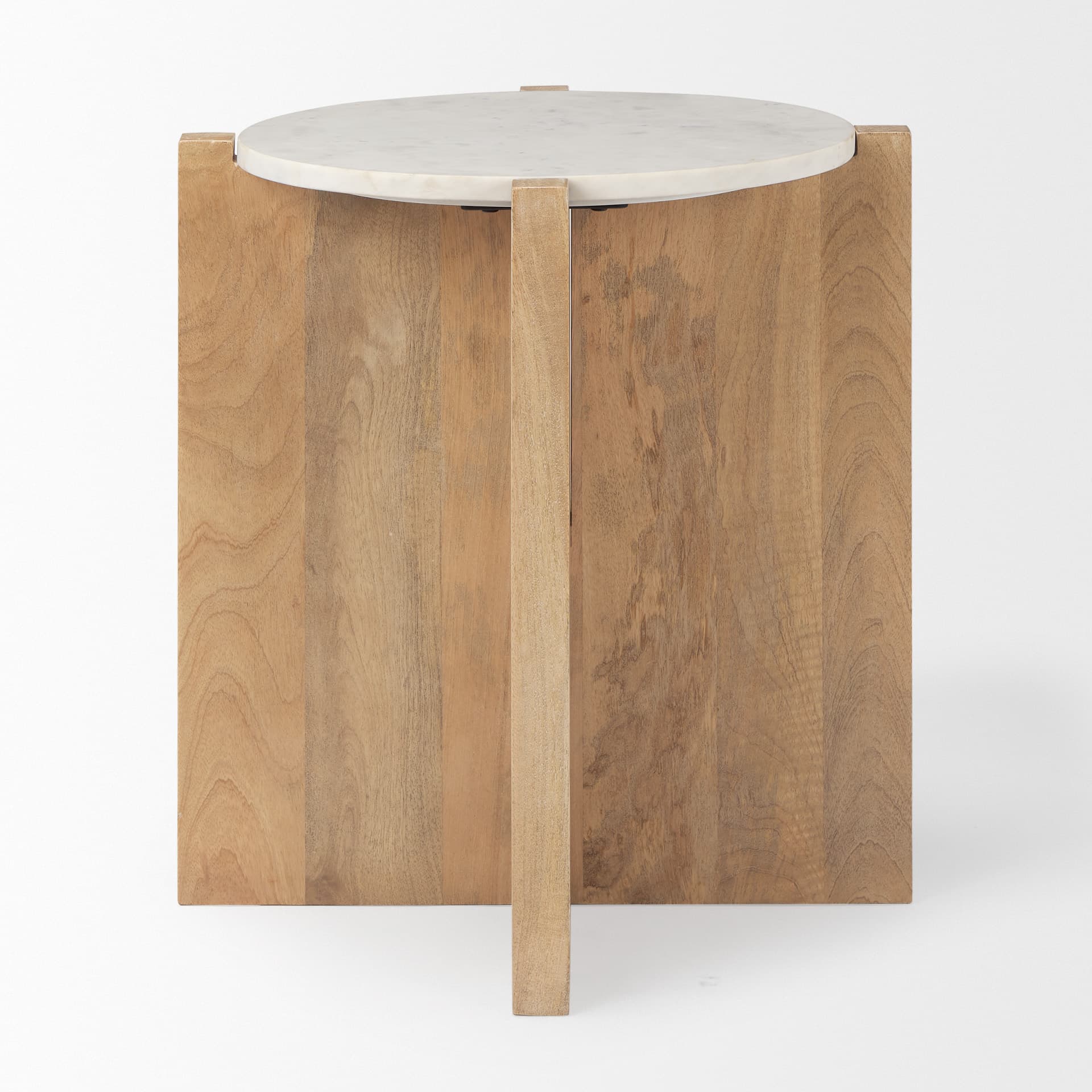 Bianca Wood and Marble Accent Table — product photograph