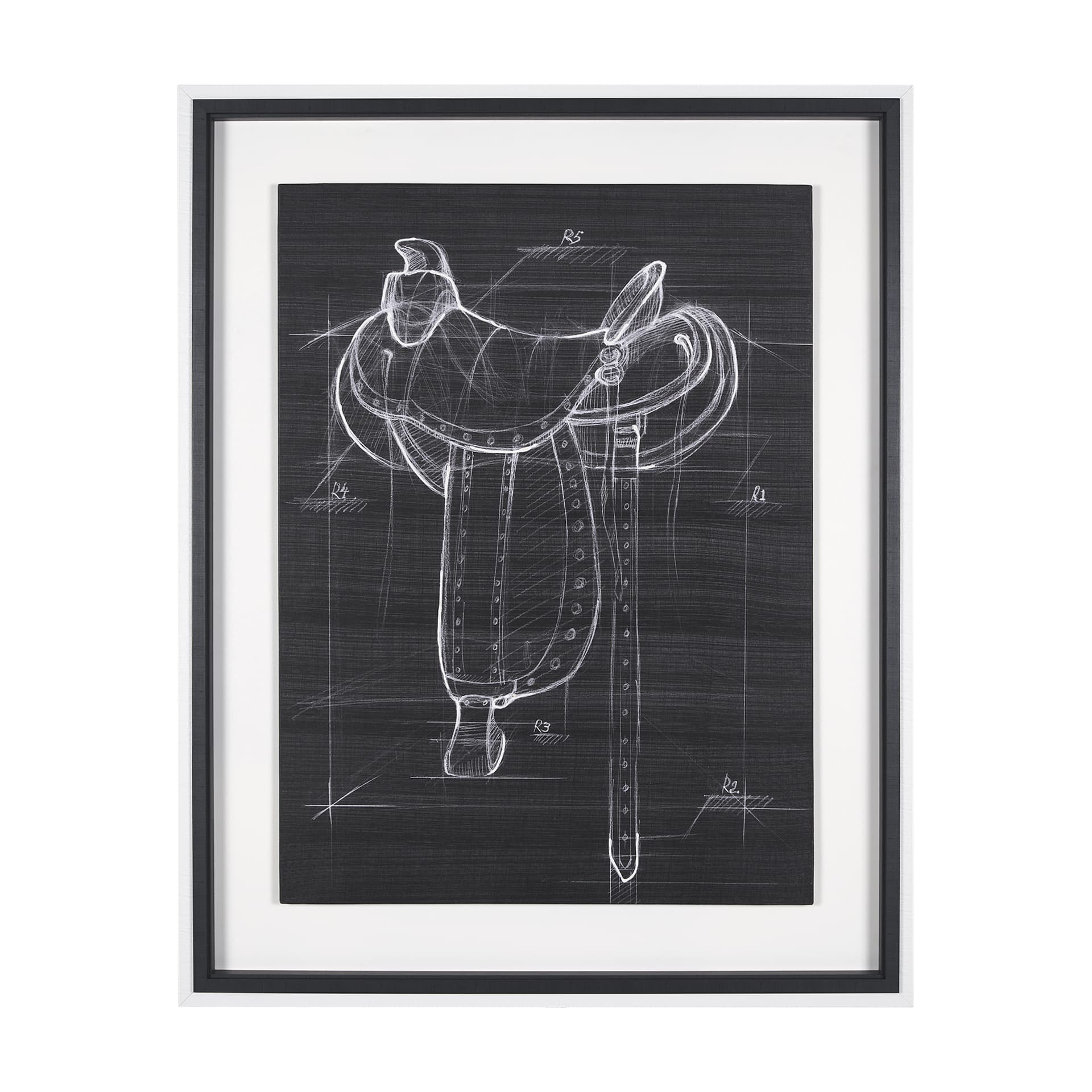 Horse Seat Black I by Mercana Studio a Hand Embellished Textured Framed Art Print — product photograph