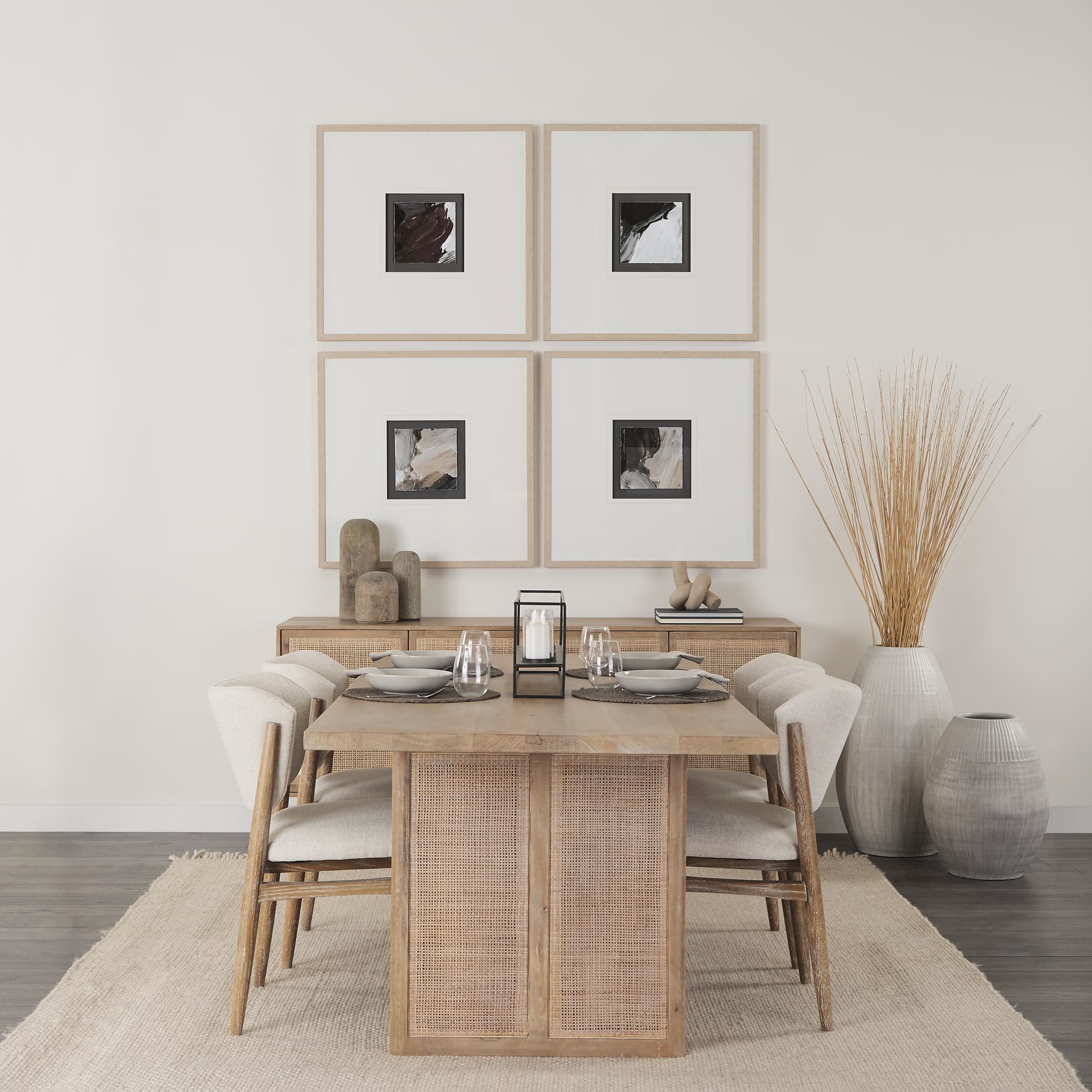 Harmonic III by Mercana Studio a Hand Embellished Textured Framed Art Print Matted under Glass — in a styled room