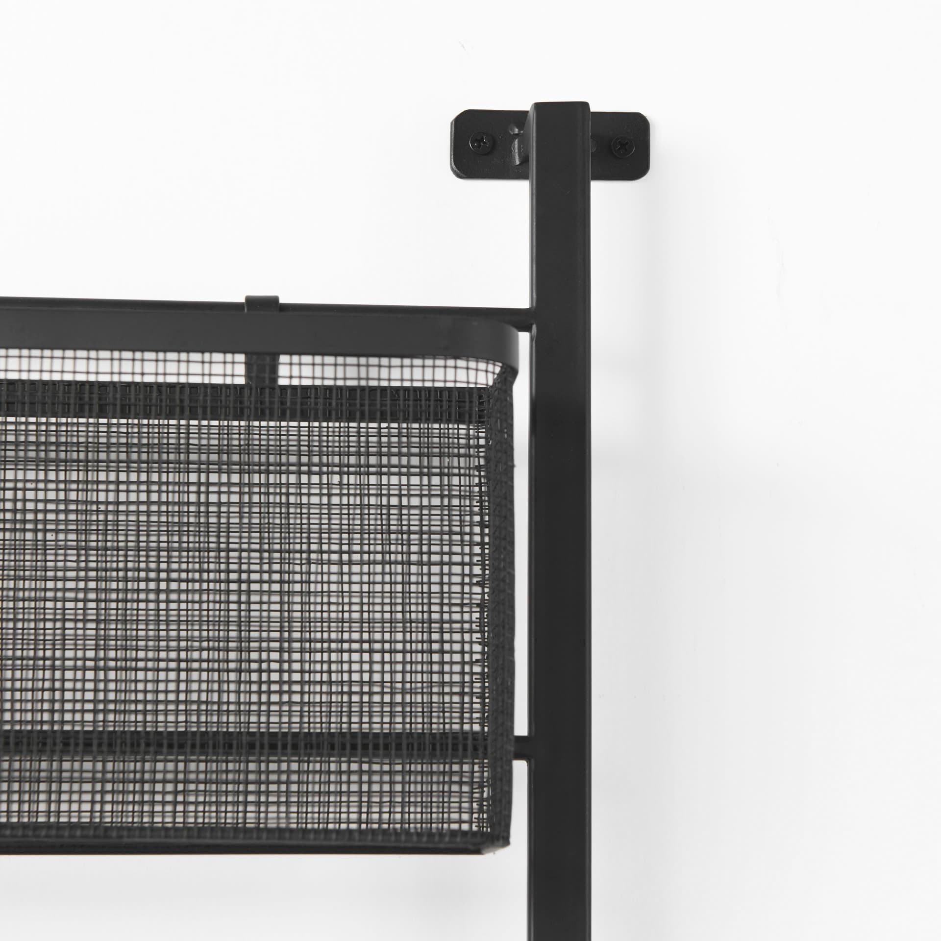 Macrinus 23.4L x 5.5W x 38.6H Black Metal W/Mesh Wall Mounted Shelf — product photograph