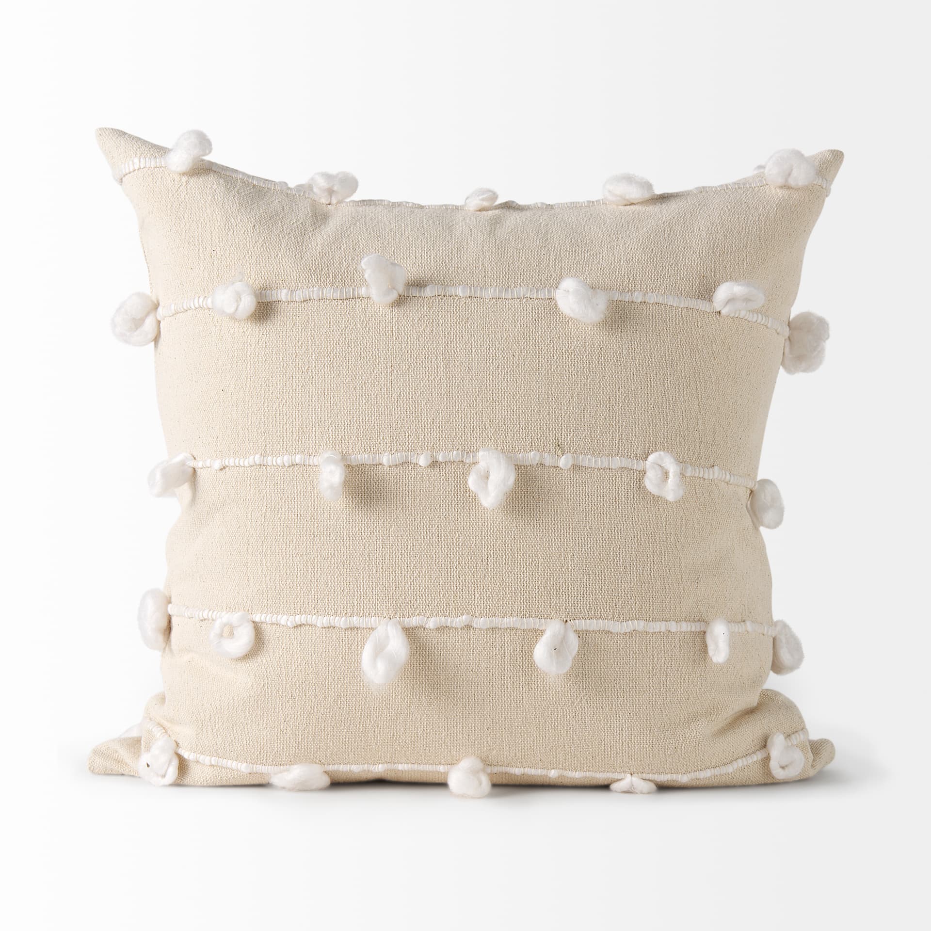 Erica 20x20 Cream With White Detail Pillow Cover w/Non-Allergen Filler — product photograph