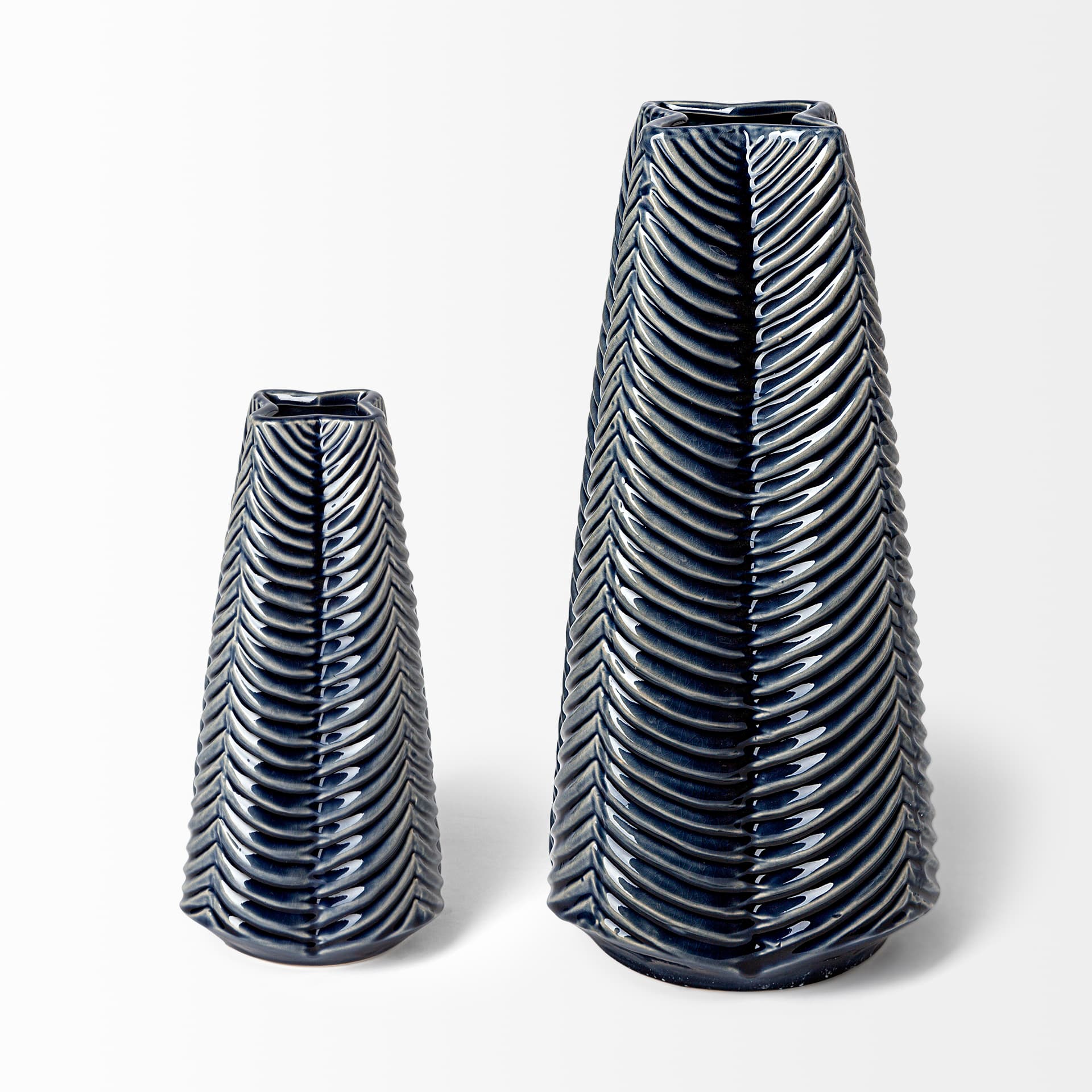 Bashir II Large Dark Navy Gloss Ceramic Vase — product photograph