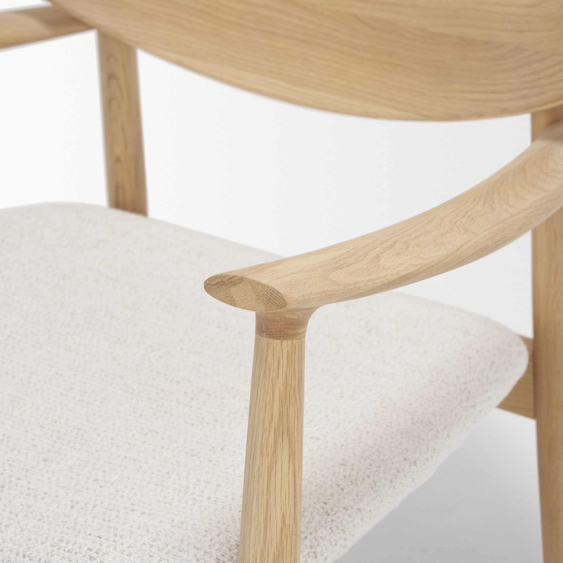 Haggen Light Brown Oak Wood w/ Cream Fabric Accent Chair — product photograph