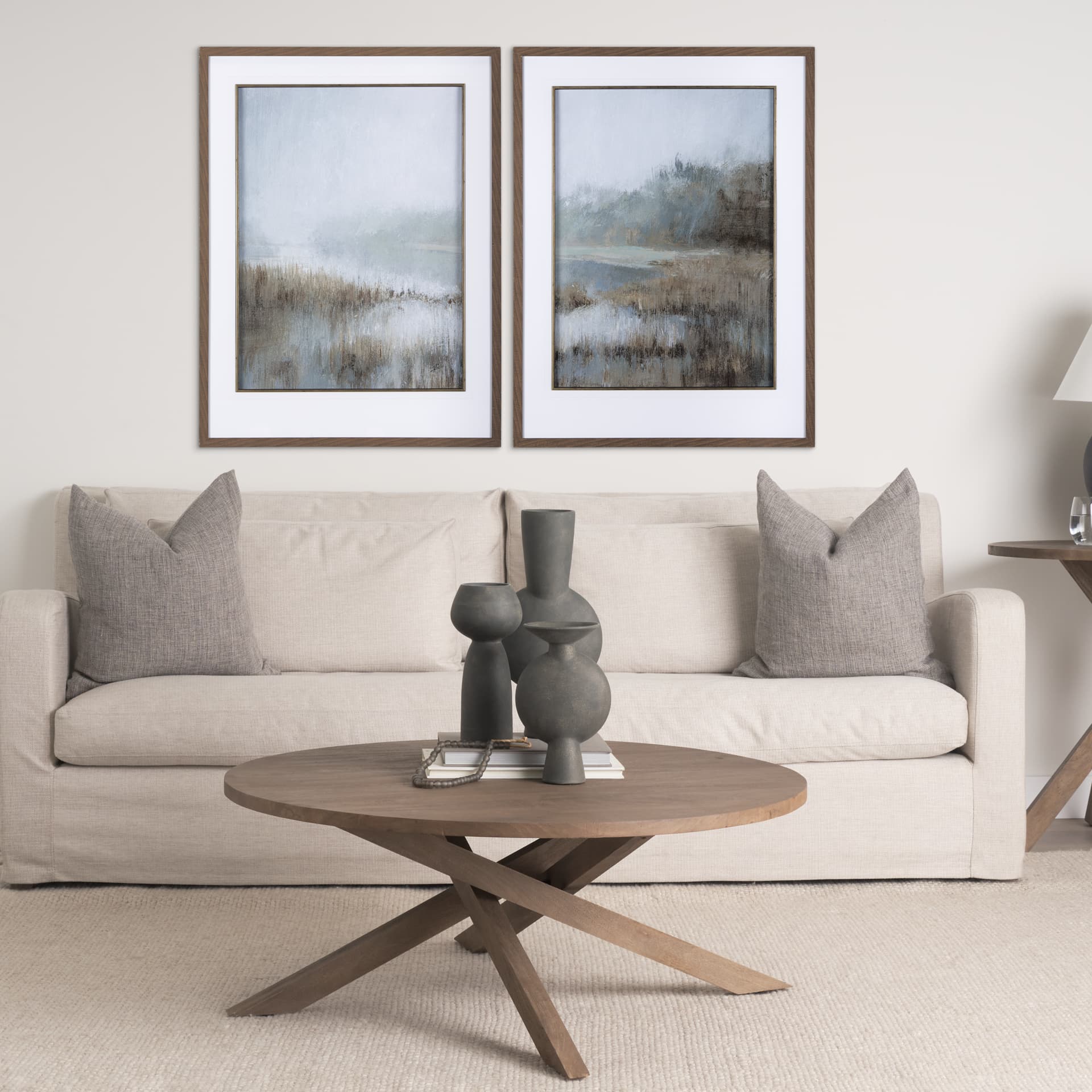 Misty day II by Mercana Studio a Hand Embellished Textured Framed Art Print Matted under Glass — in a styled room