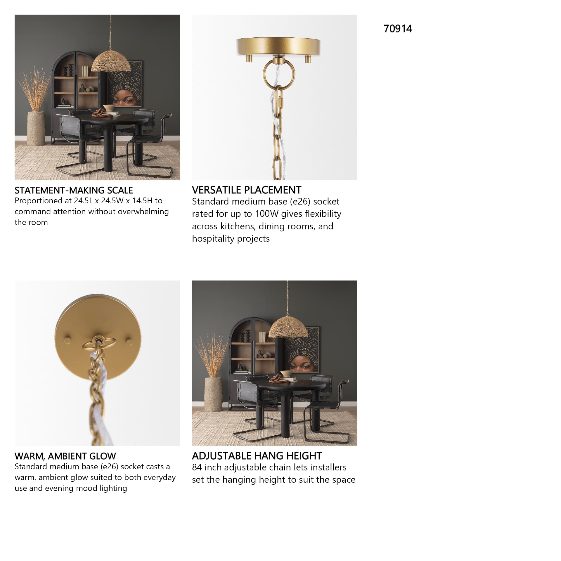 Thad 1-Light Natural Woven Rattan Dome Pendant — in a styled room