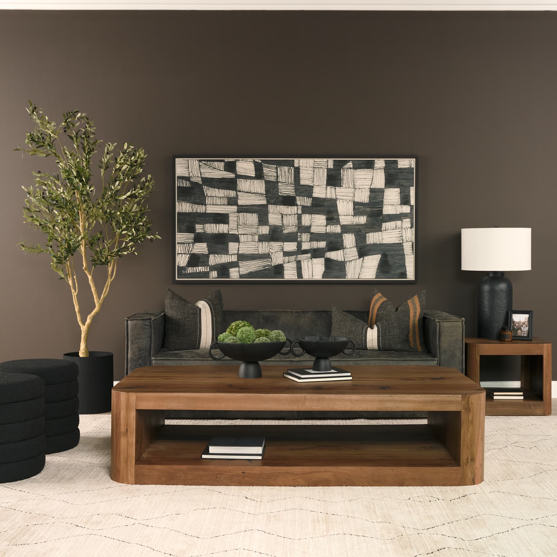 Dunmore Solid Wood Rectangular Open Shelf Coffee Table — product photograph
