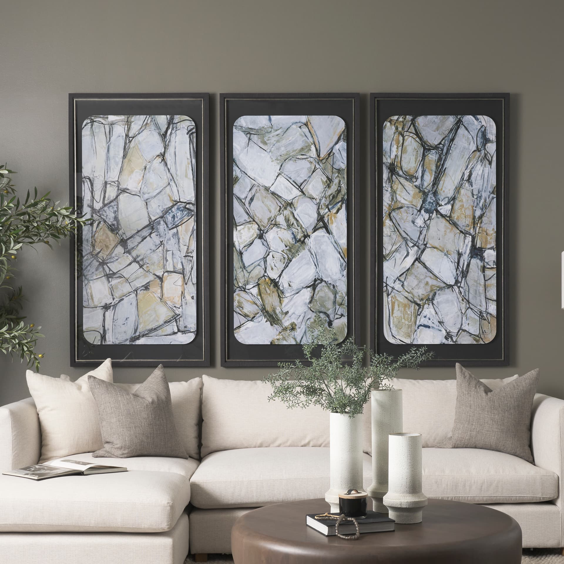 Morning Light I by Mercana Studio a Hand Embellished Framed Art Print Matted under Glass — in a styled room