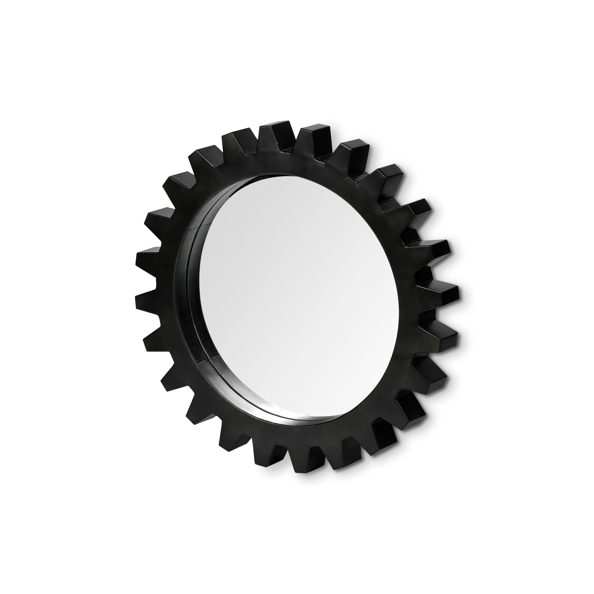 Alloy Cog 26" Round Black Metal Frame Mirror — product photograph