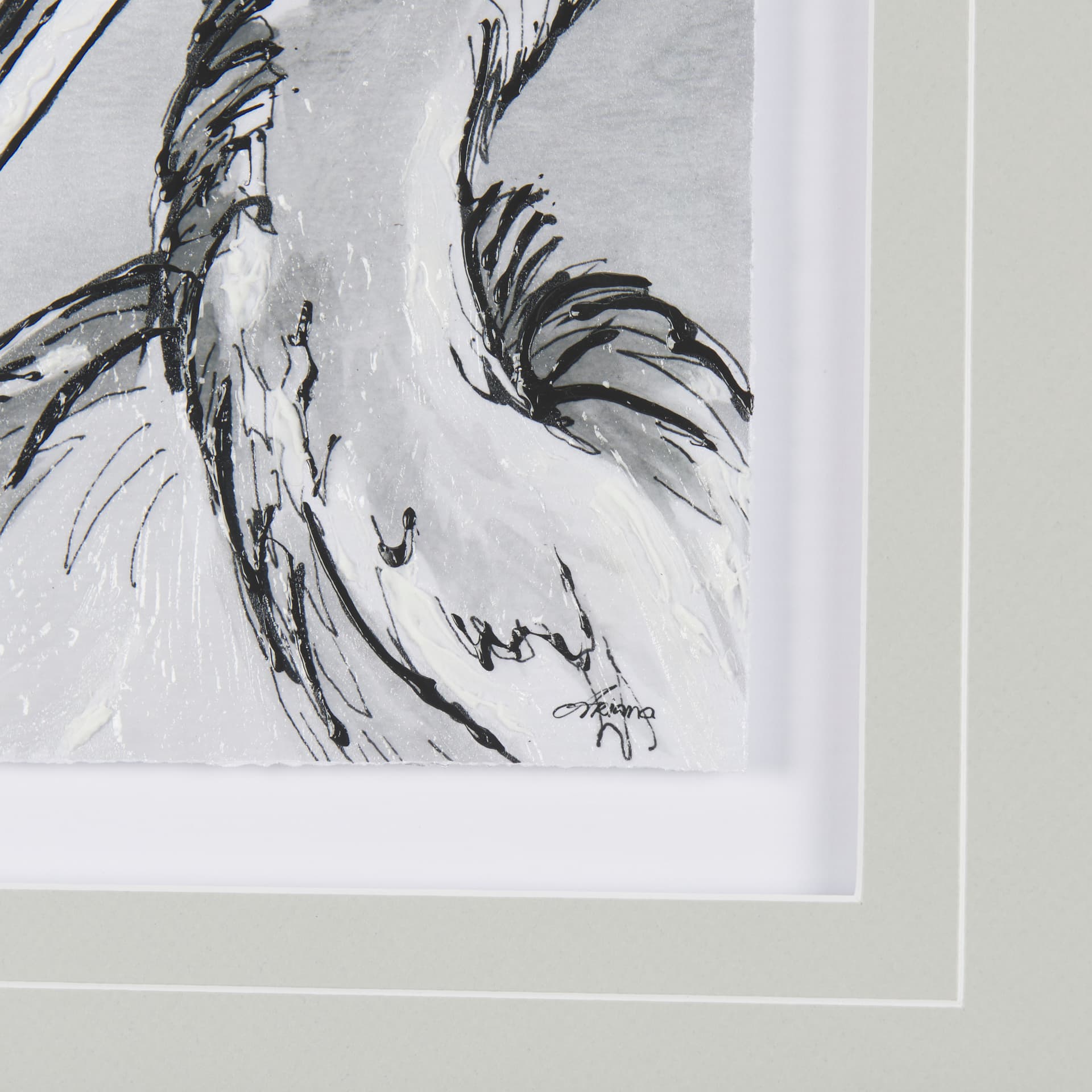 Bird Portrait Sketch IV by Mercana Studio Hand Embellished Framed Art Print Matted under Glass — product photograph