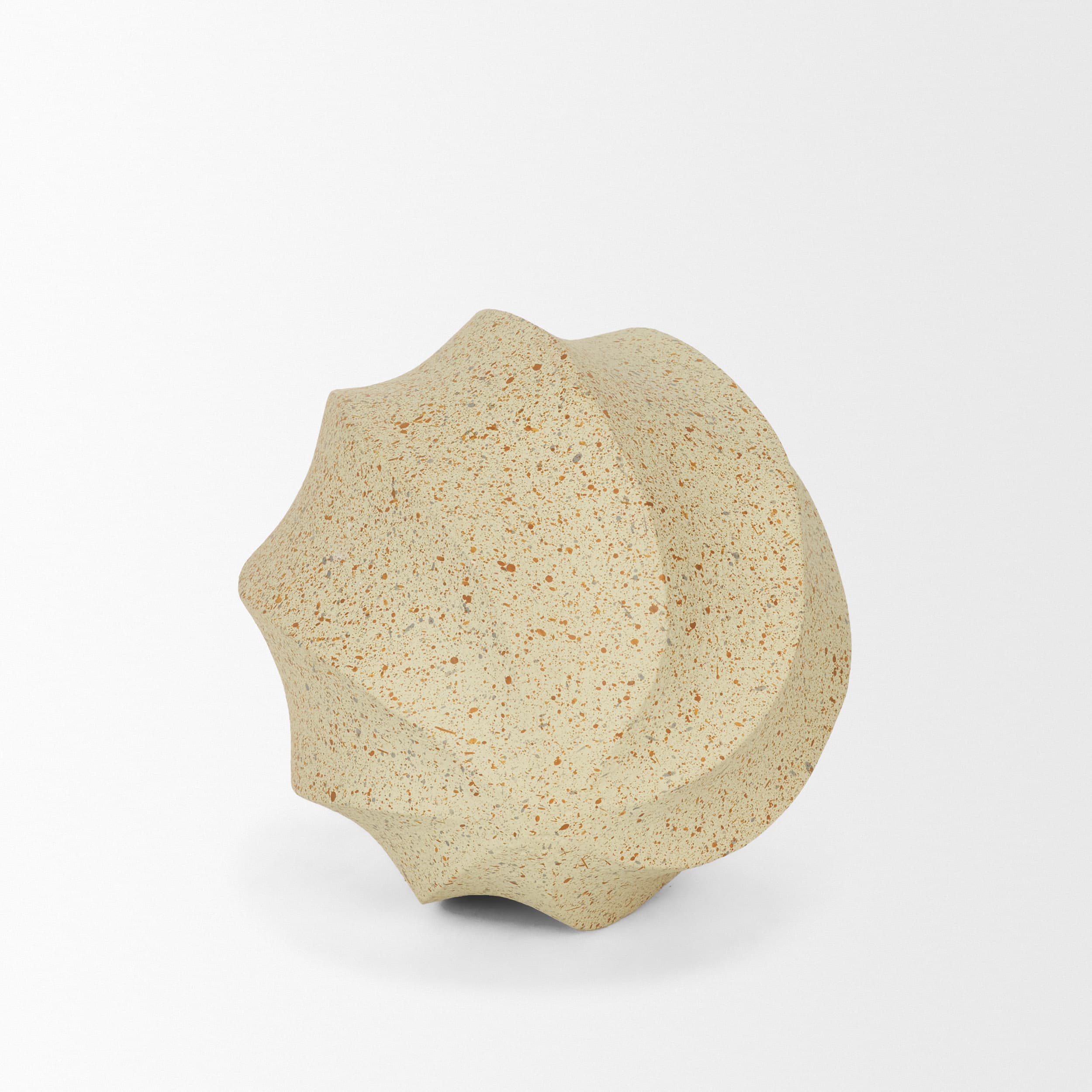 Imani Small Sculptural Textured Beige Metal Decorative Orb Object — product photograph