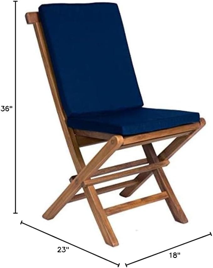 Folding Chair Set with Blue Cushions TF22-2-B — product photograph
