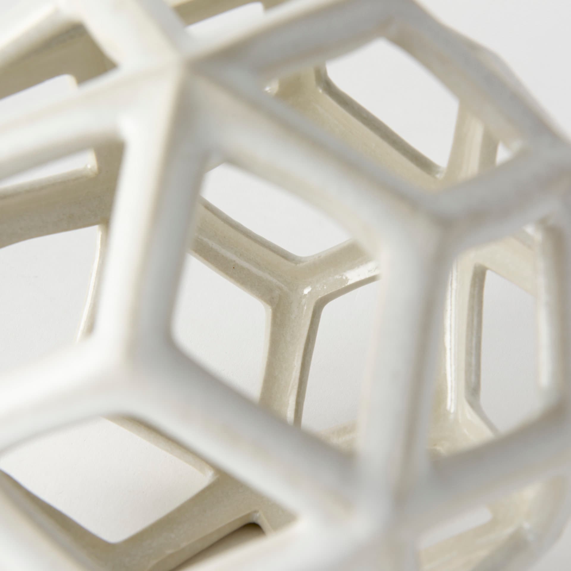 Geom 7.1L x 7.1W x 7.1H White Ceramic Geometric Object — product photograph