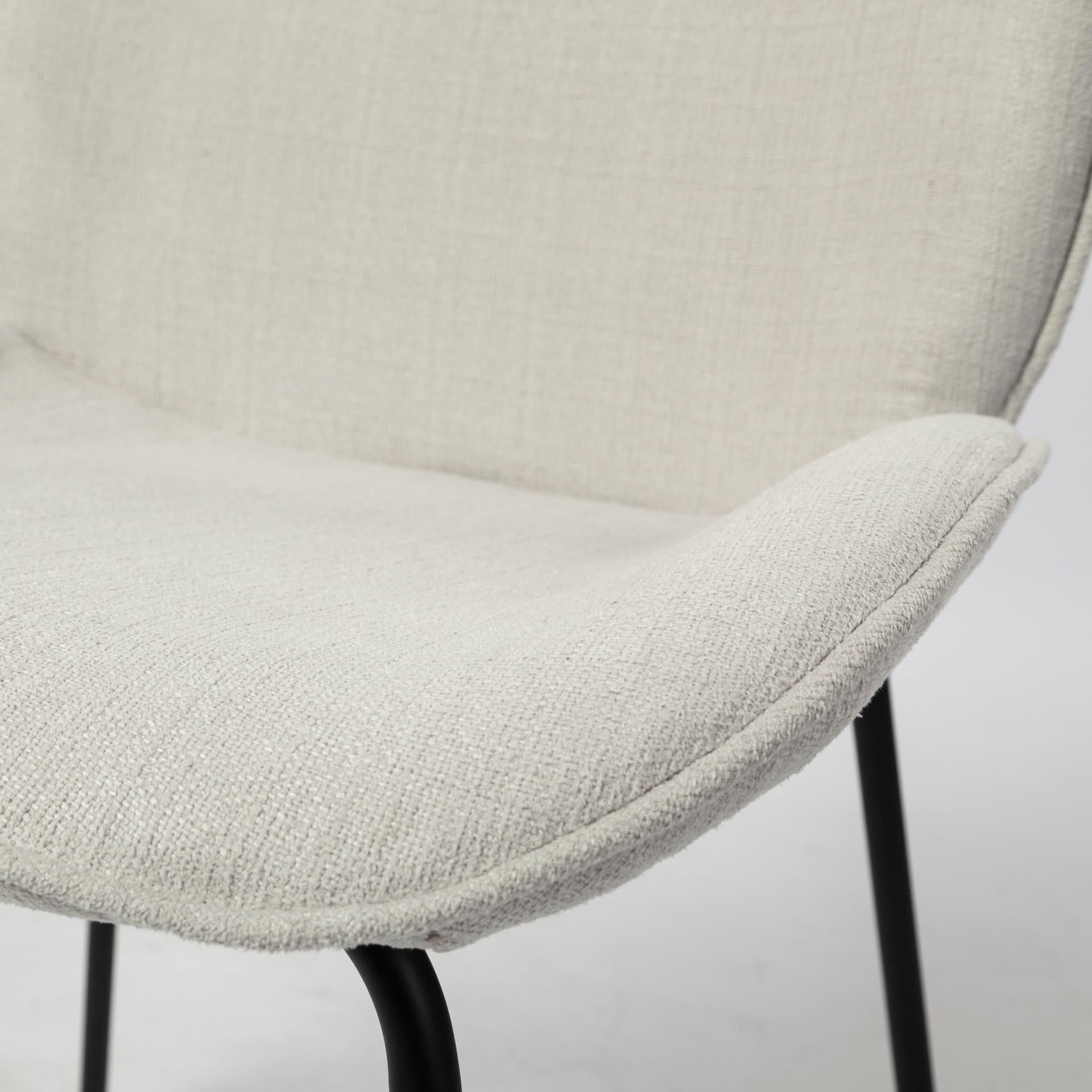Inala Curved Back Dining Side Chair | White Fabric w/ Black Metal — product photograph
