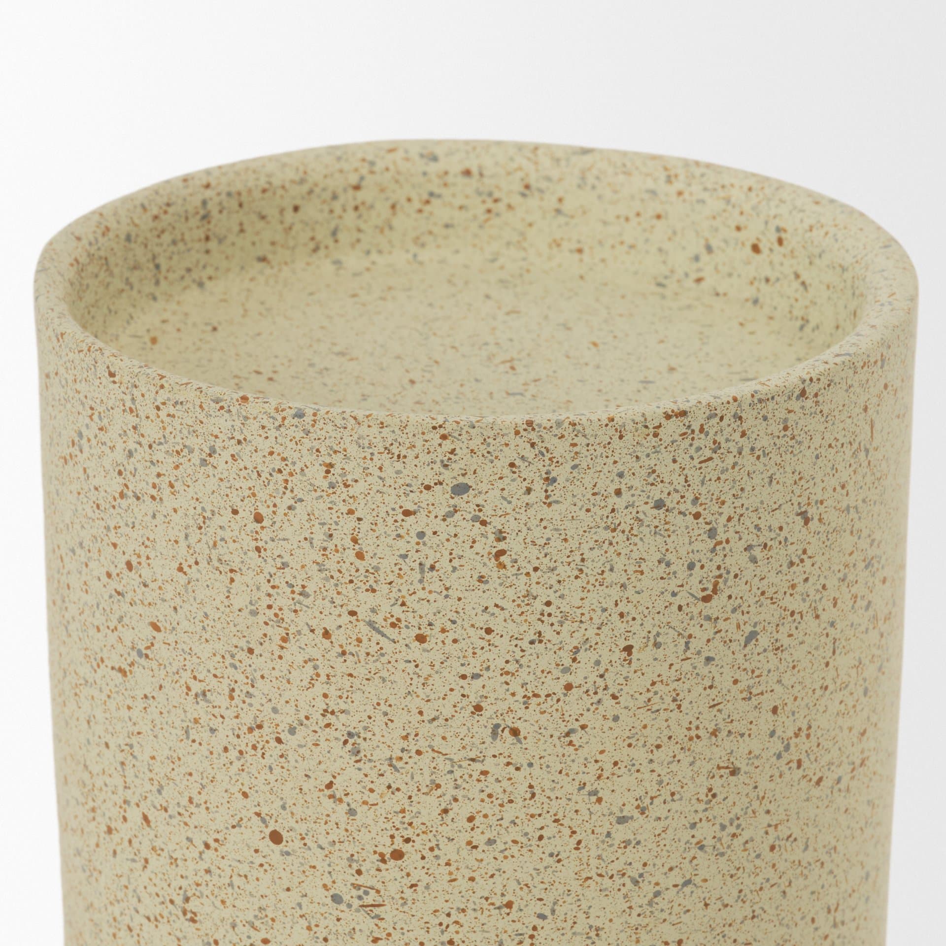 Akira Small Textured Beige Metal Pillar Candle Holder — product photograph