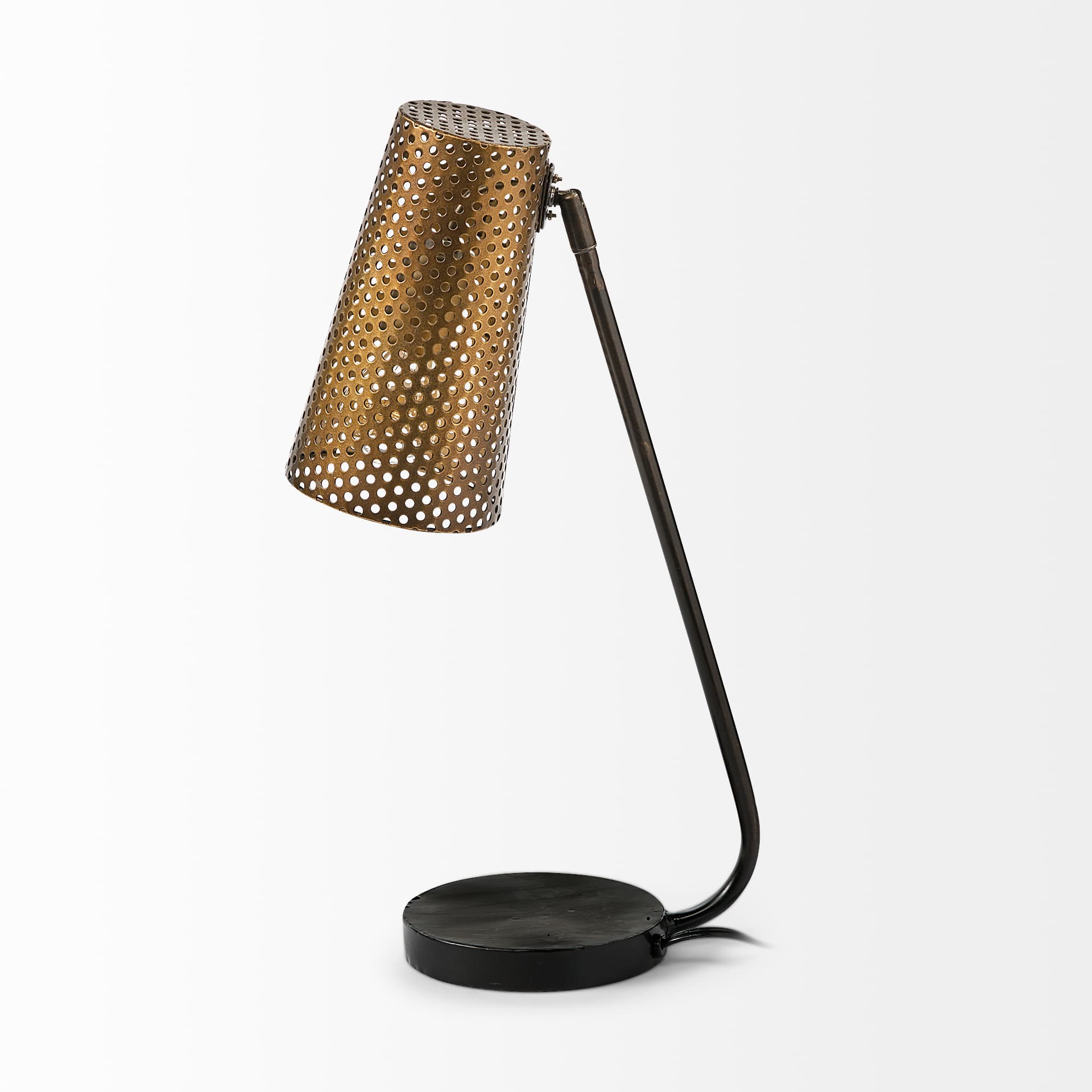 Wesley II (22.4"H) Gold/Black Perforated Metal Shade Table Lamp — product photograph