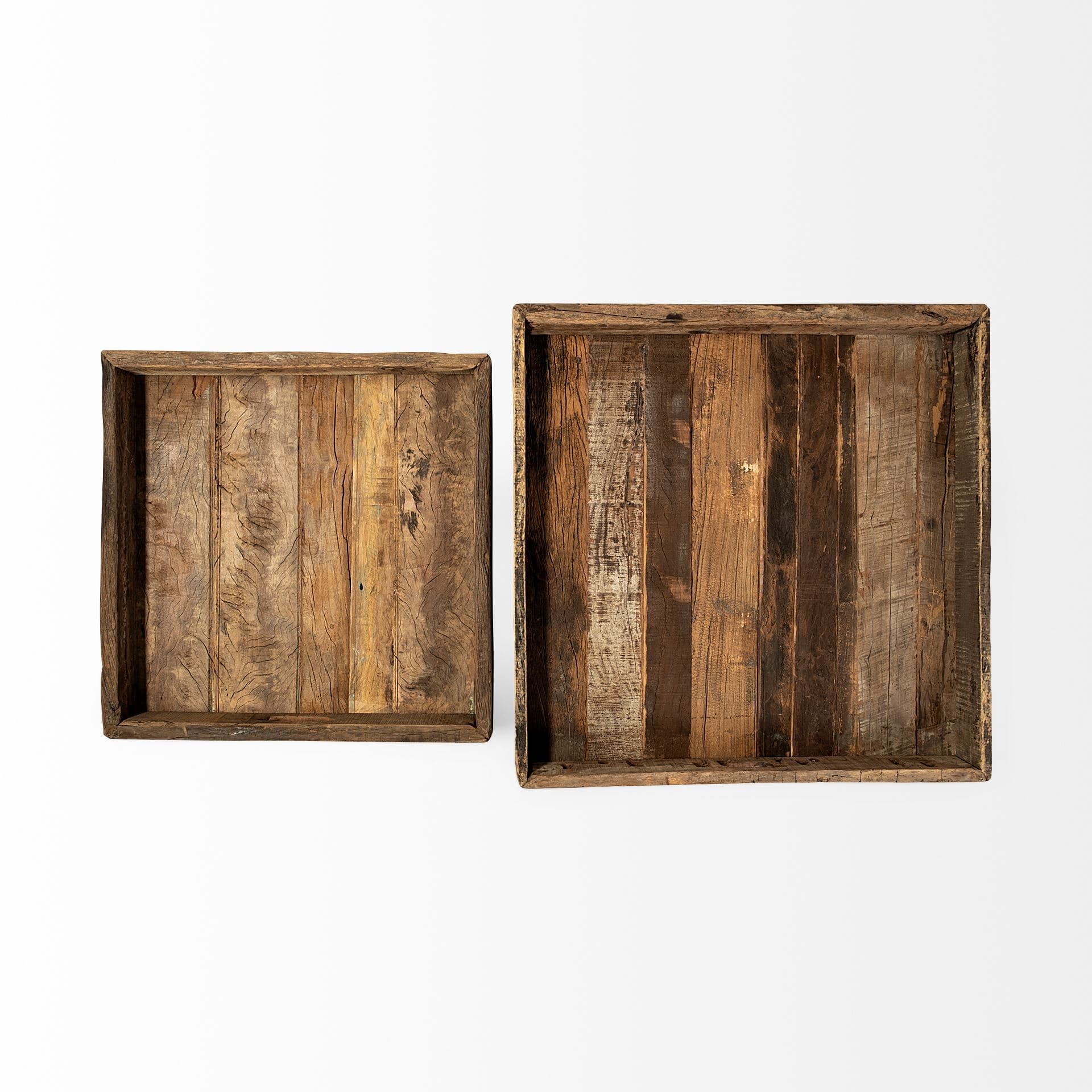 Carson (Large) 30L x 30W Brown Reclaimed Wood Tray — product photograph