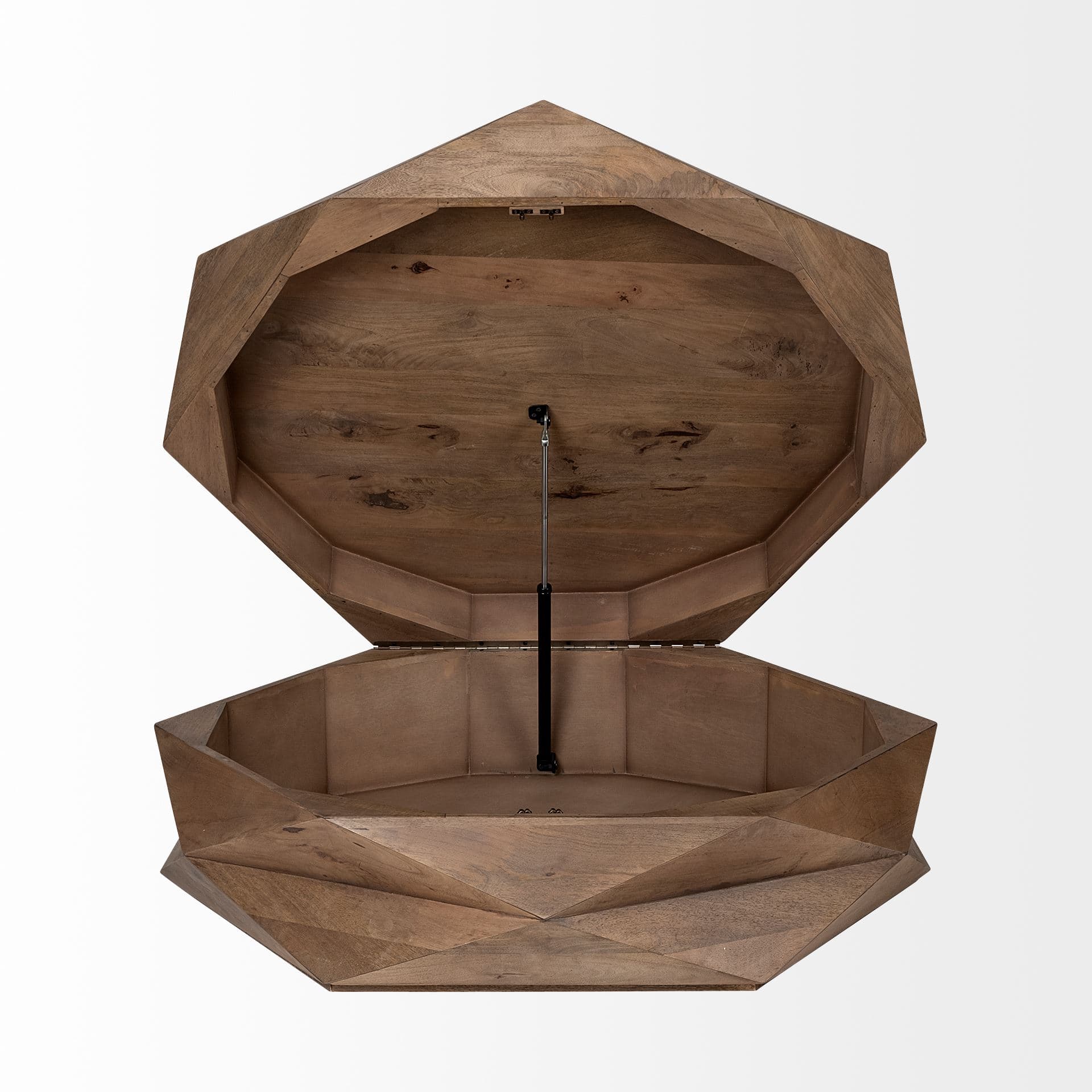 Arreto 48" Hexagonal Hinged Solid Wood Top and Base Coffee Table — product photograph