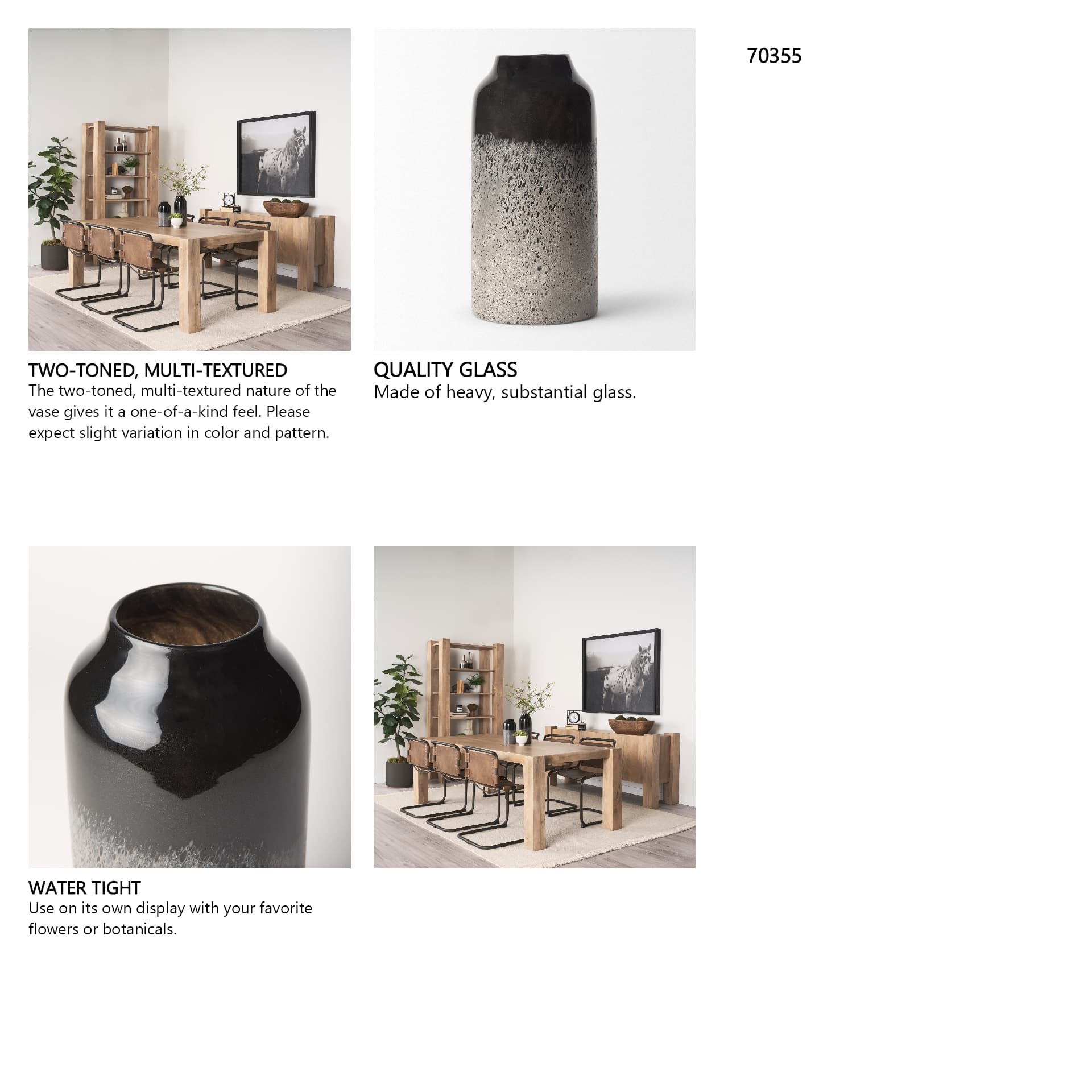 Emu Short Black w/ Gray Vase — in a styled room