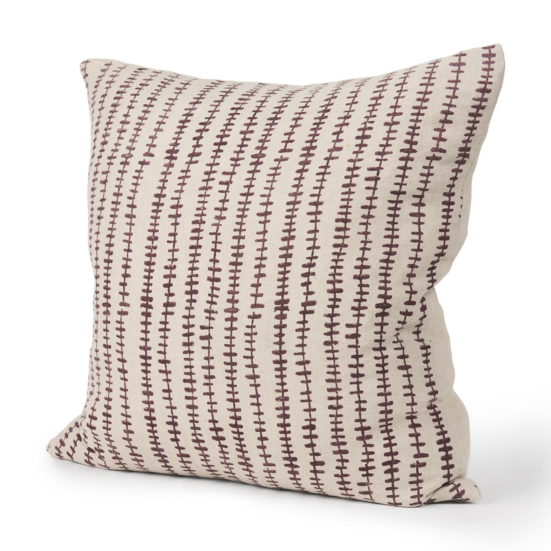 Jenna 22x22 Beige w/ Merlot Print Linen Square Decorative Pillow Cover — product photograph