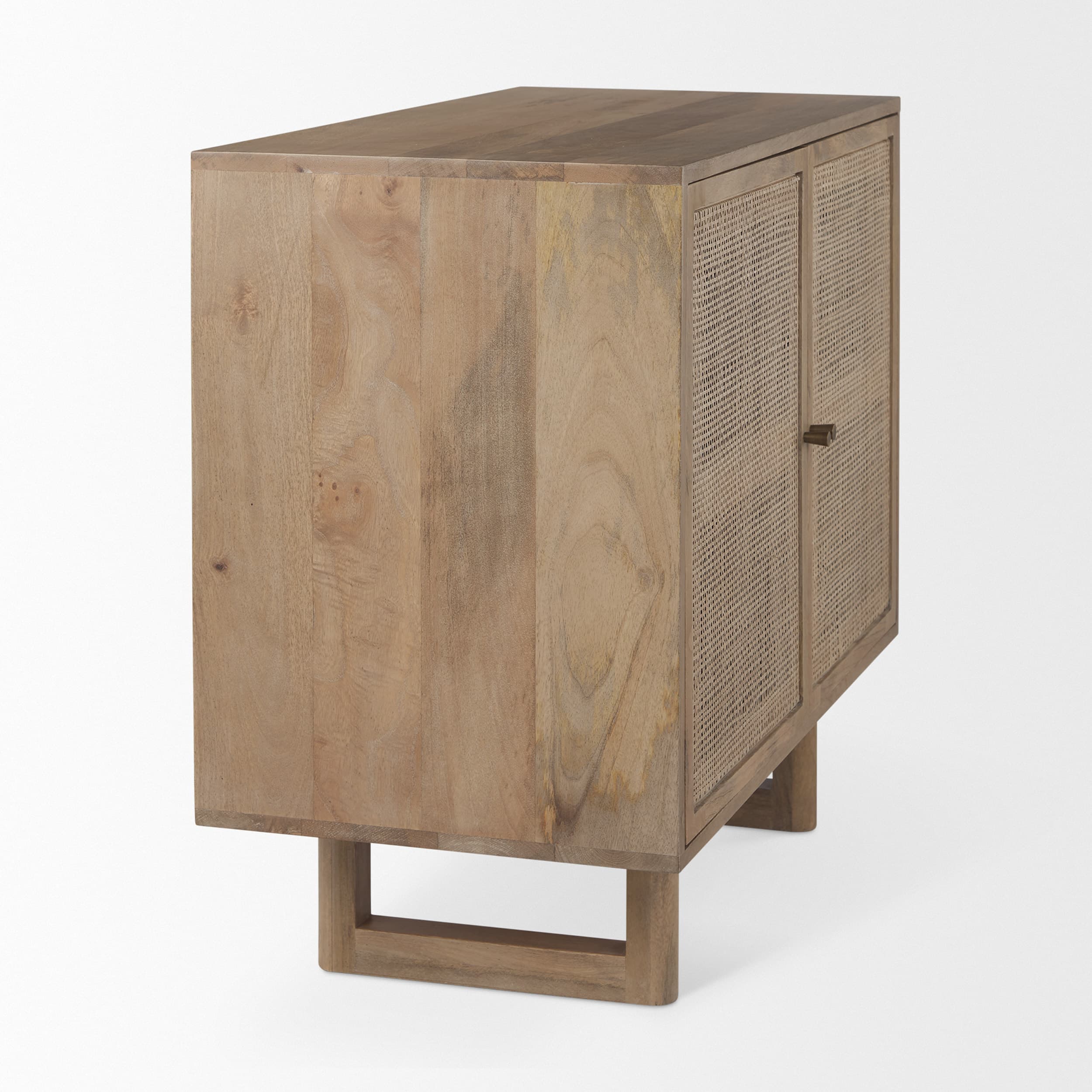 Grier 36" Light Brown Wood w/ Cane 2 Door Accent Cabinet — product photograph