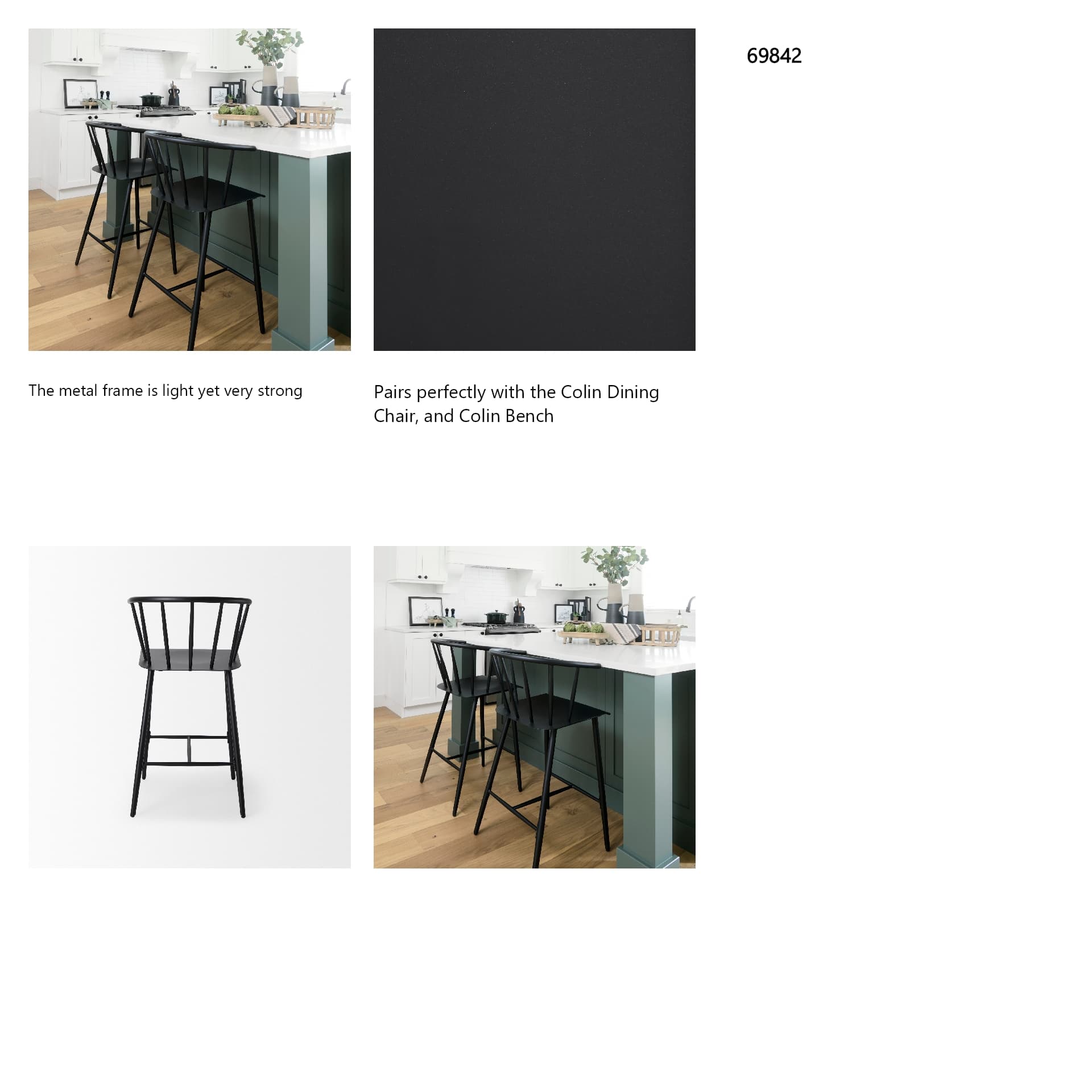 Colin Backless 38.2in Seat Counter Stool | Black Metal — product photograph