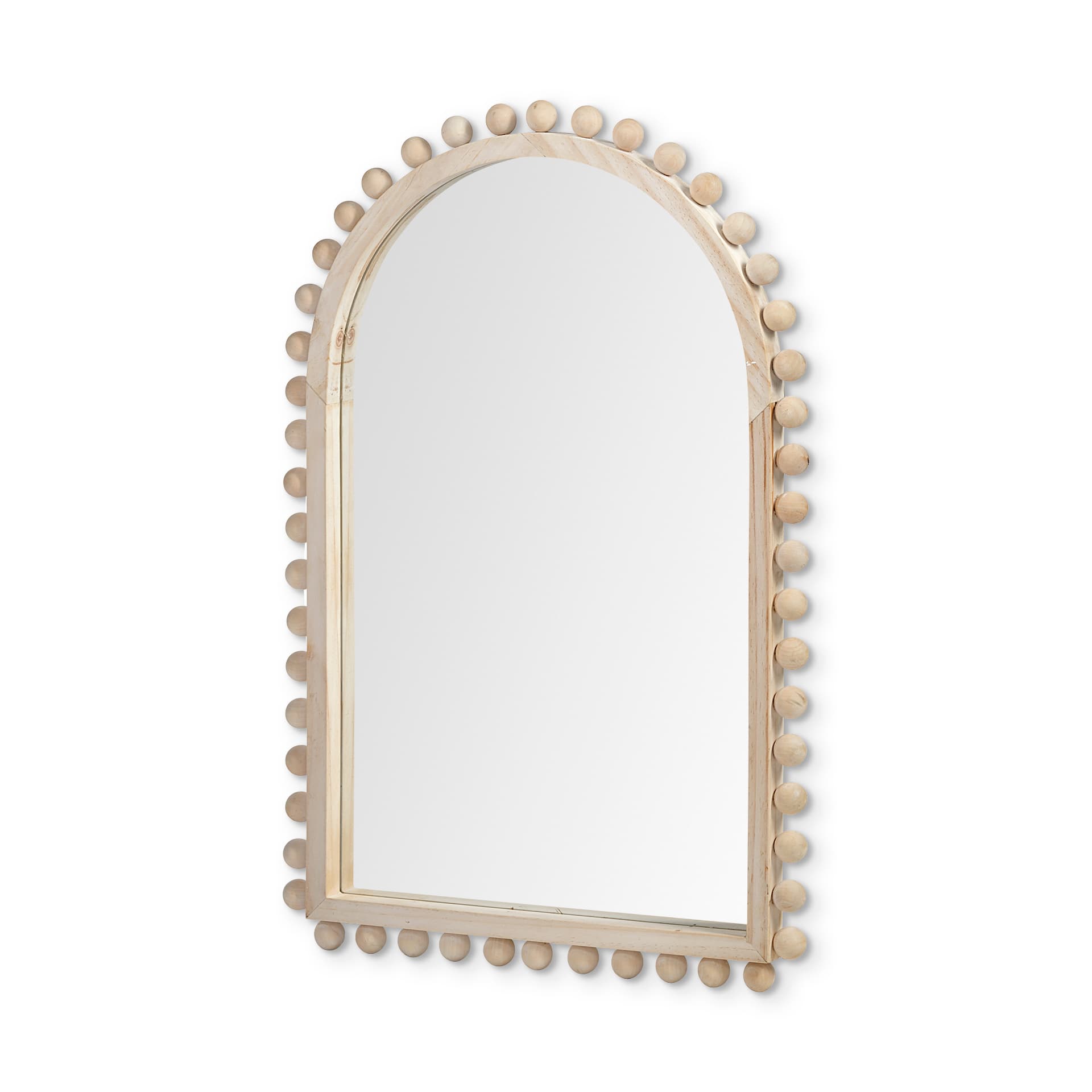 Leeds 23L x 35H Natural Wood Arch Frame Mirror — product photograph