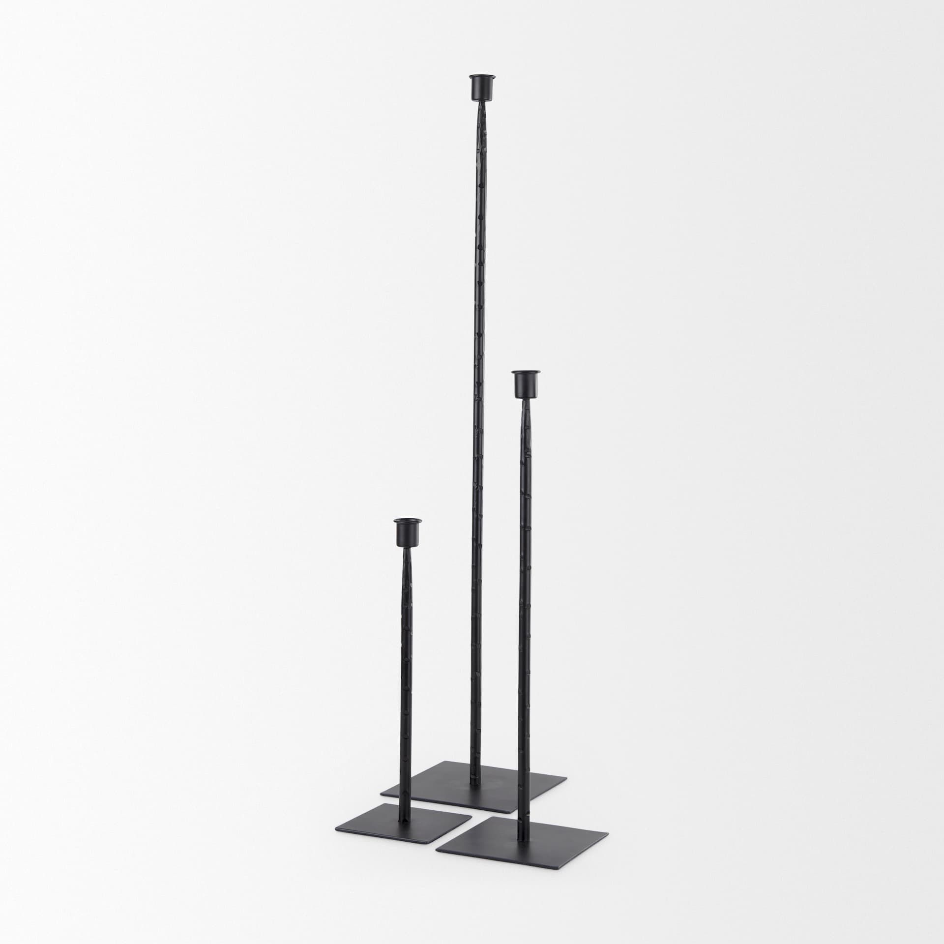 Porter 6.0L x 6.0W x 30.0H Large Black Iron Candle Holder — product photograph