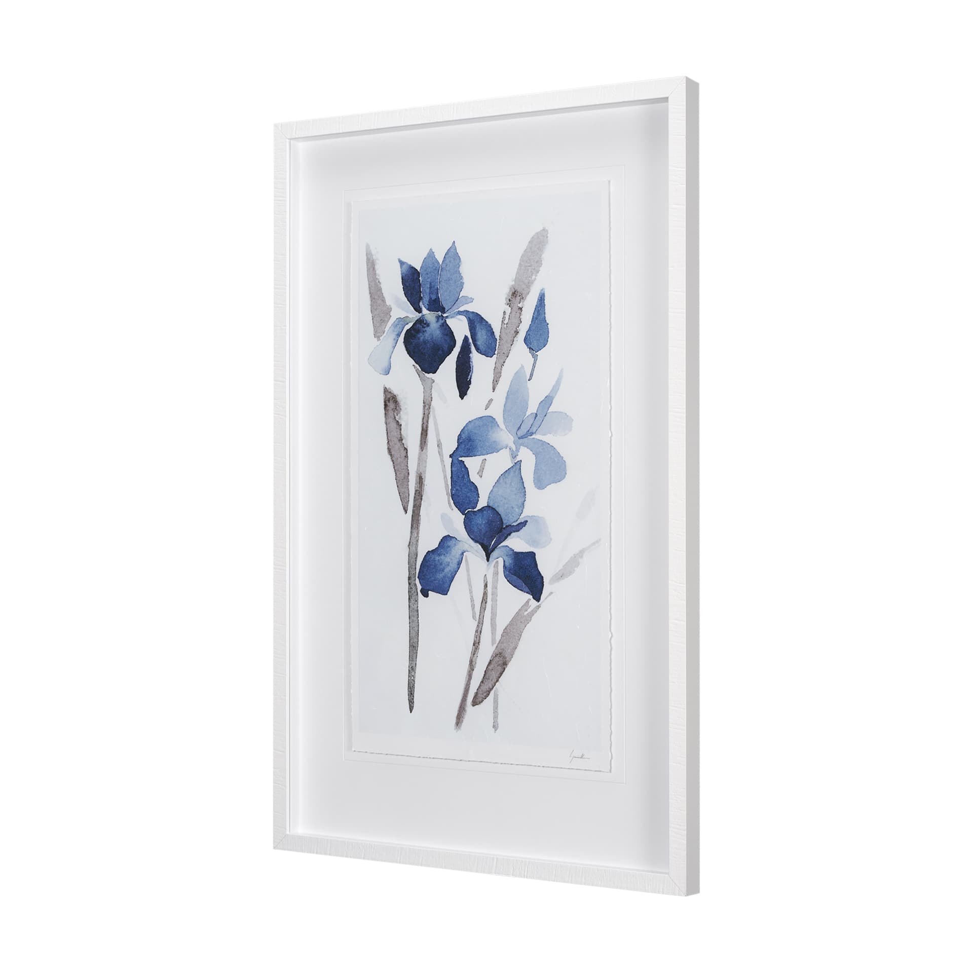 Blue Iris I by Mercana Studio a Hand Embellished Textured Framed Art Print Matted under Glass — product photograph