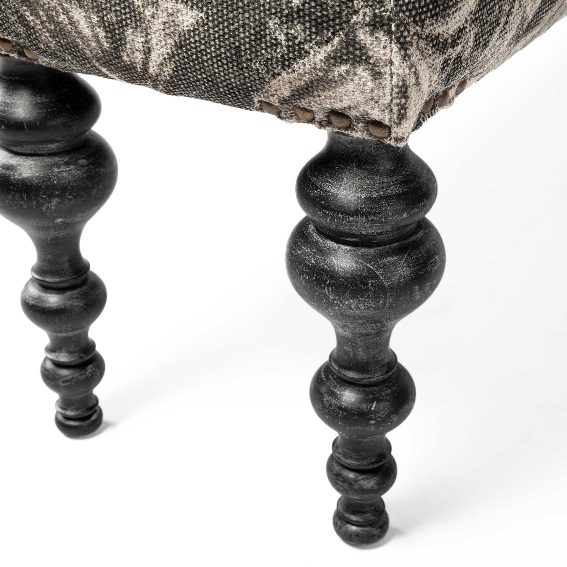 Alhambra 55L x 14W Upholstered Gray Seat W/Black Wood Legs Accent Bench — product photograph