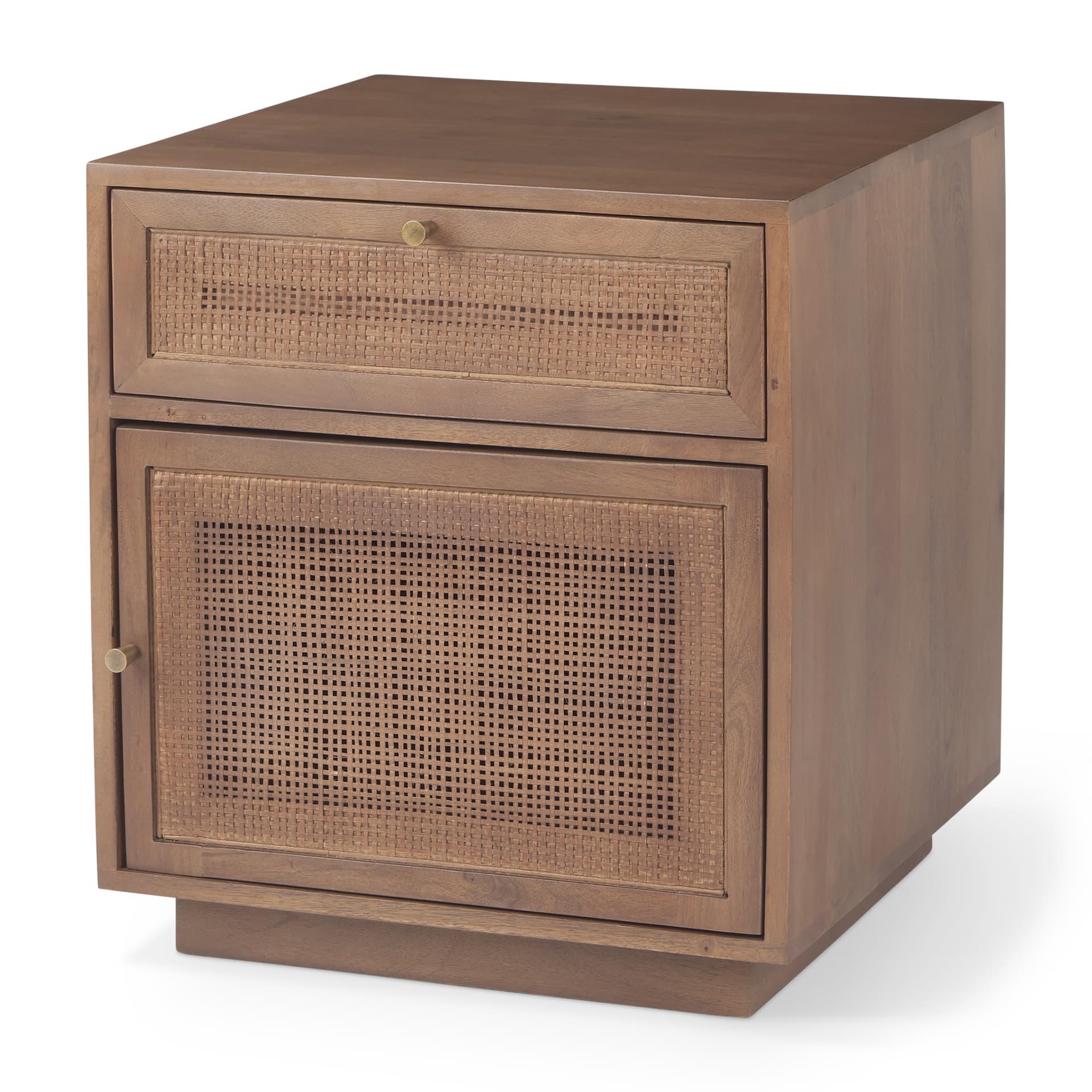 Grier Medium Brown Wood w/ Cane End Table — product photograph