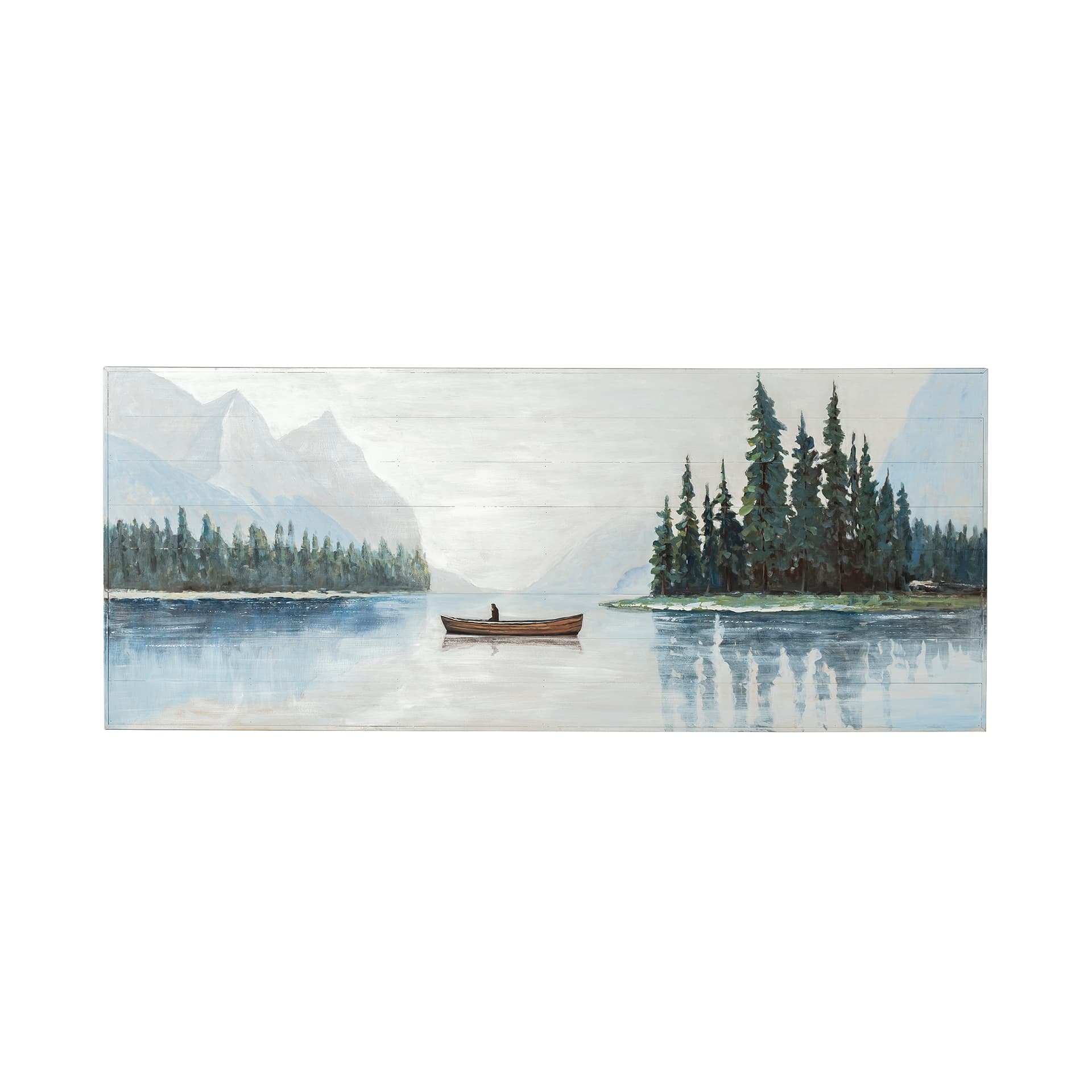 Solitude 72x30 Canoe on the Lake Original Hand Painted on Wood Oil Painting — product photograph