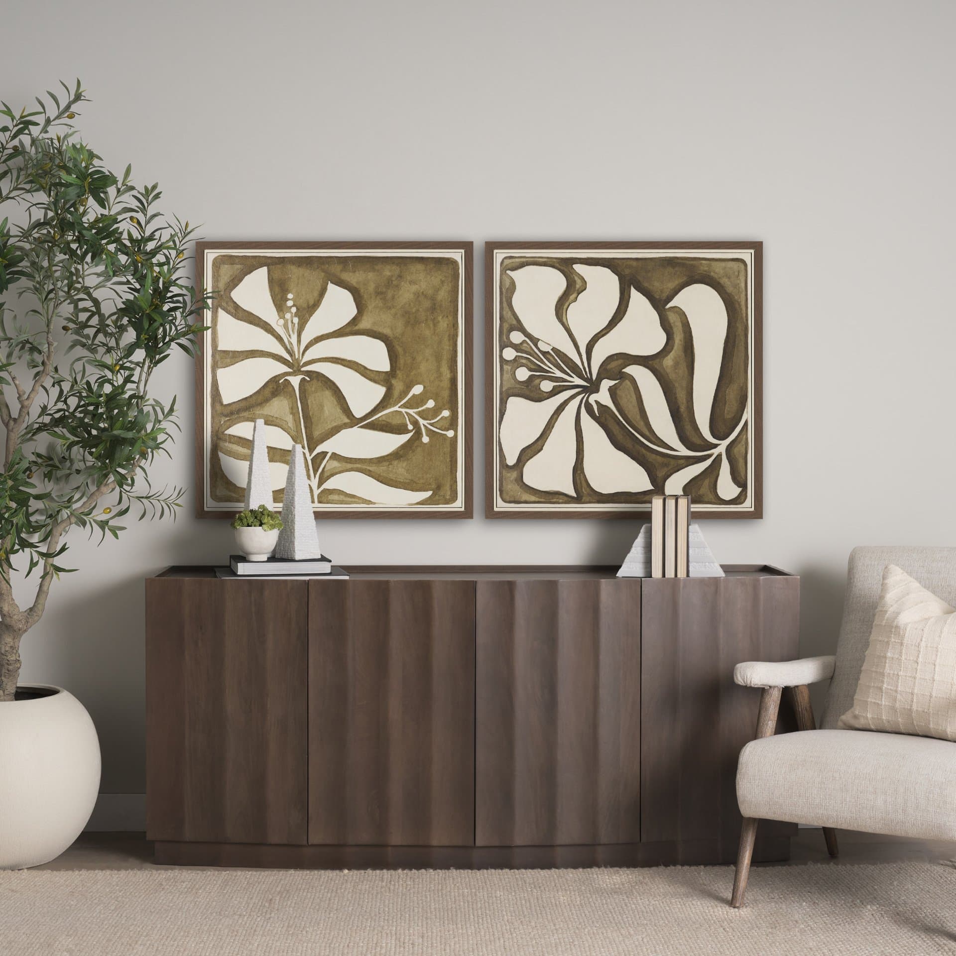 Spanish Tile Light II by Mercana Studio Hand-Embellished Textured Framed Canvas Artwork — in a styled room