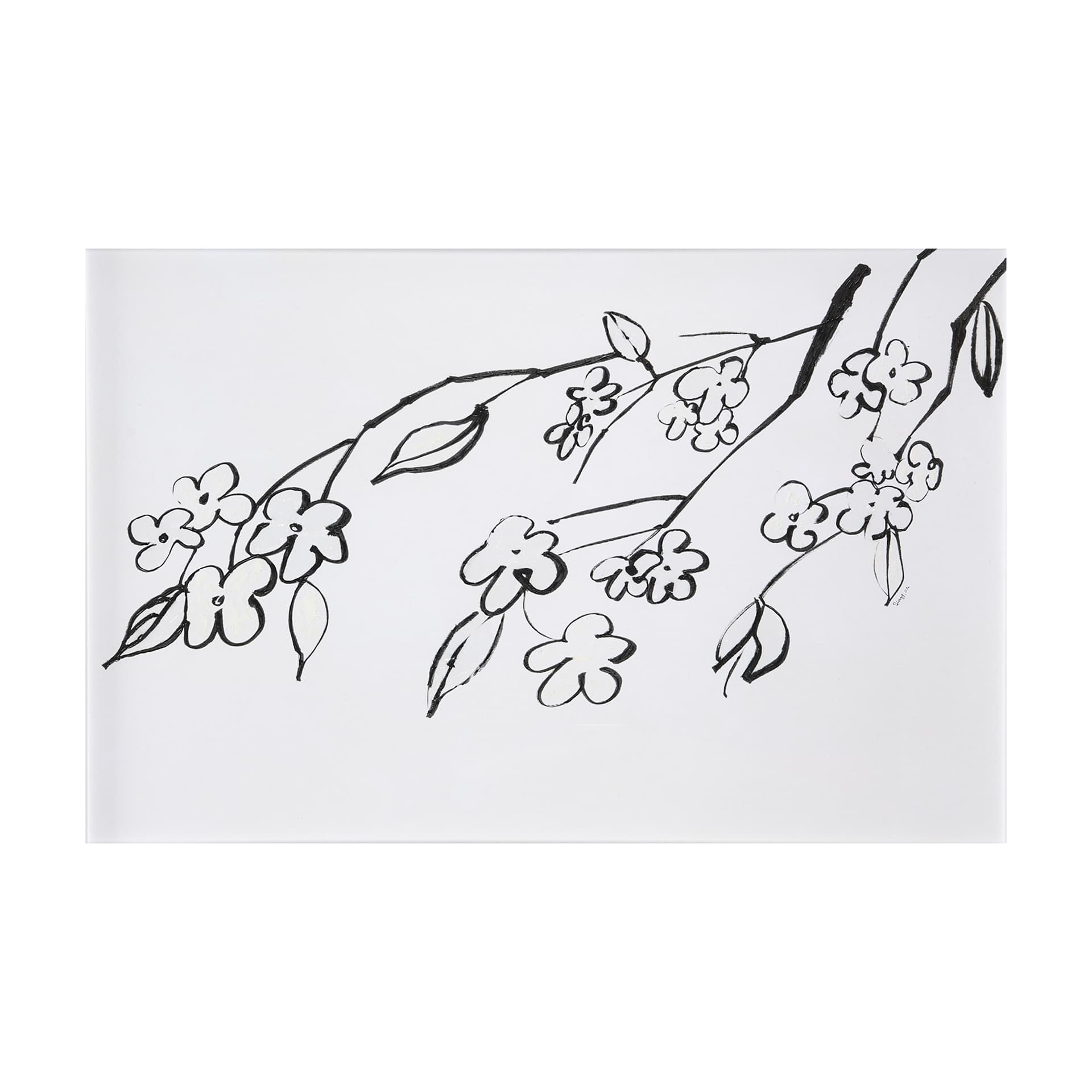 Blossoming Cherry Branch by Mercana Studio a Hand Embellished Textured Canvas — product photograph