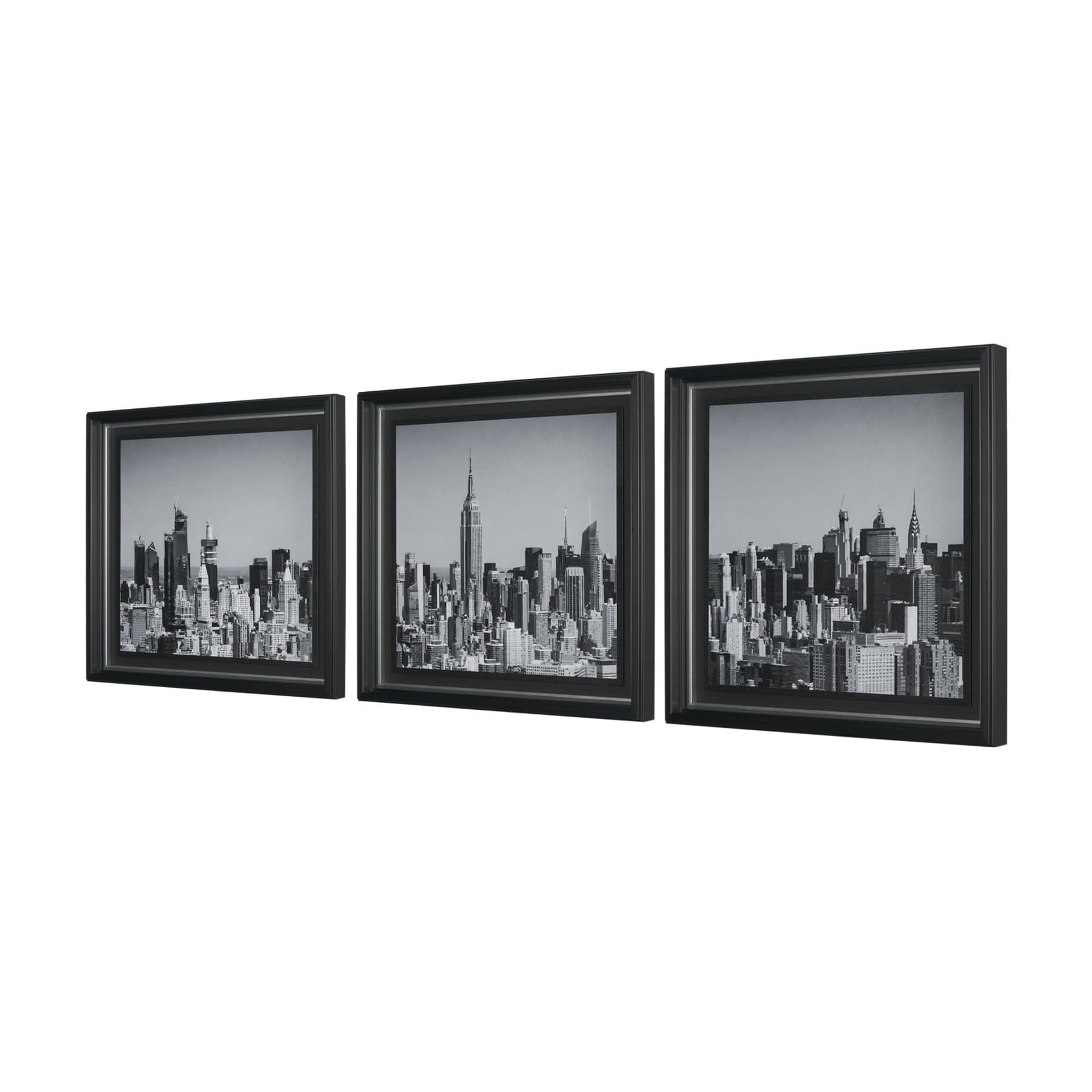 Midtown Manhattan Skyline (Set of 3) by Richard Silver Textured Framed Art Print Matted under Glass — product photograph
