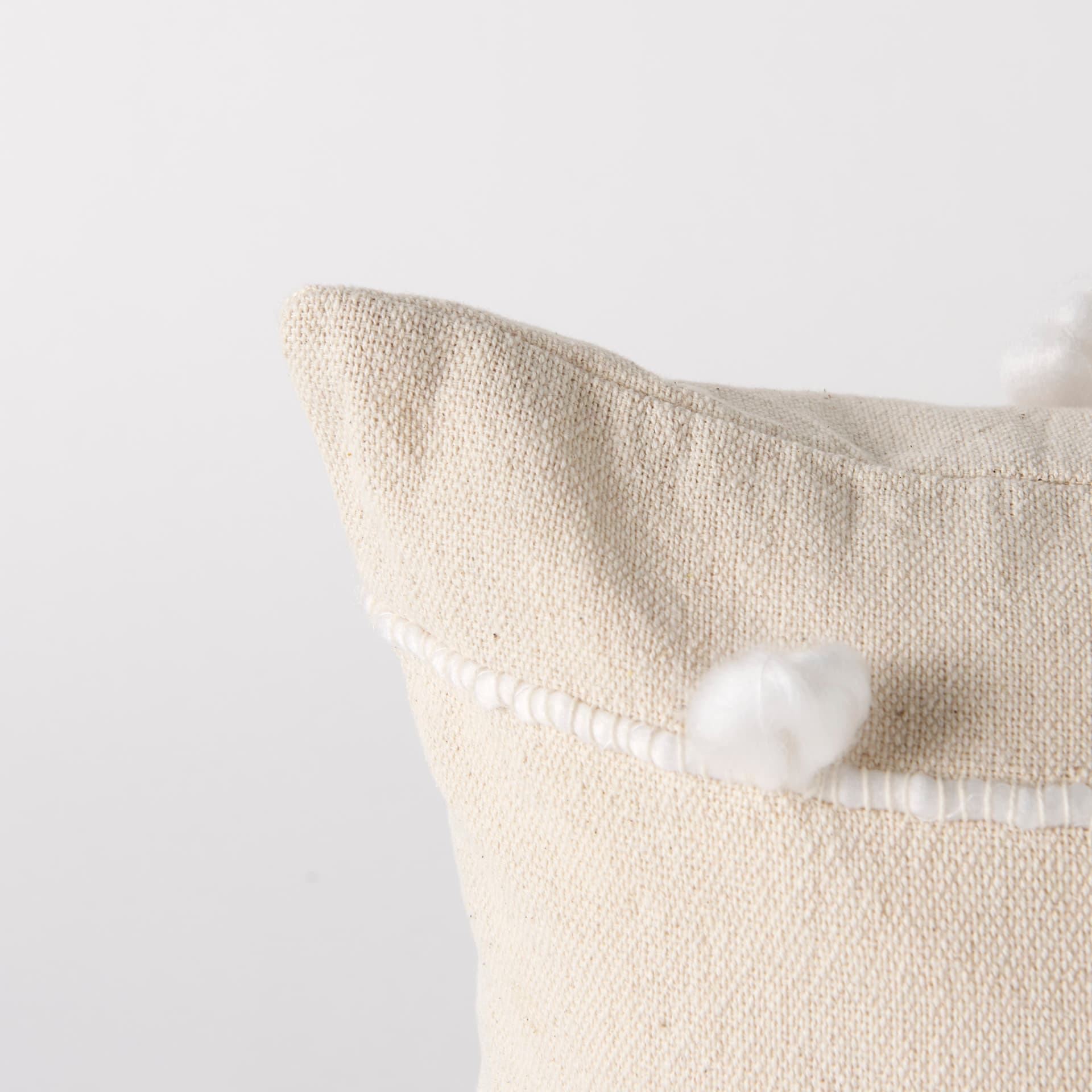Erica 13x21 Cream With White Detail Pillow Cover w/Down Filler — product photograph
