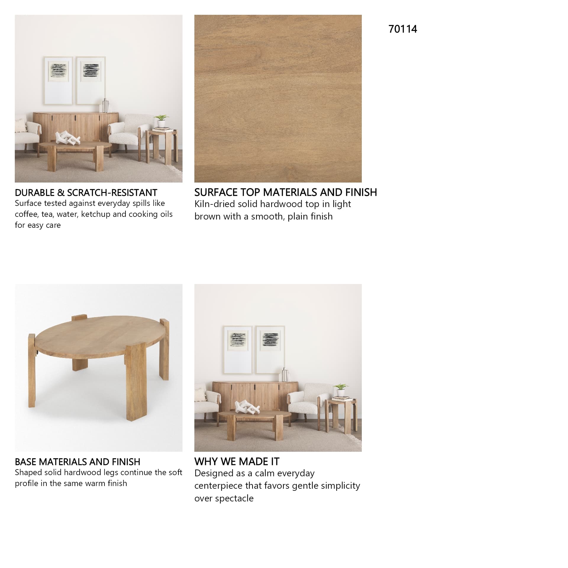 Evelyn Light Brown Oblong Coffee Table — in a styled room