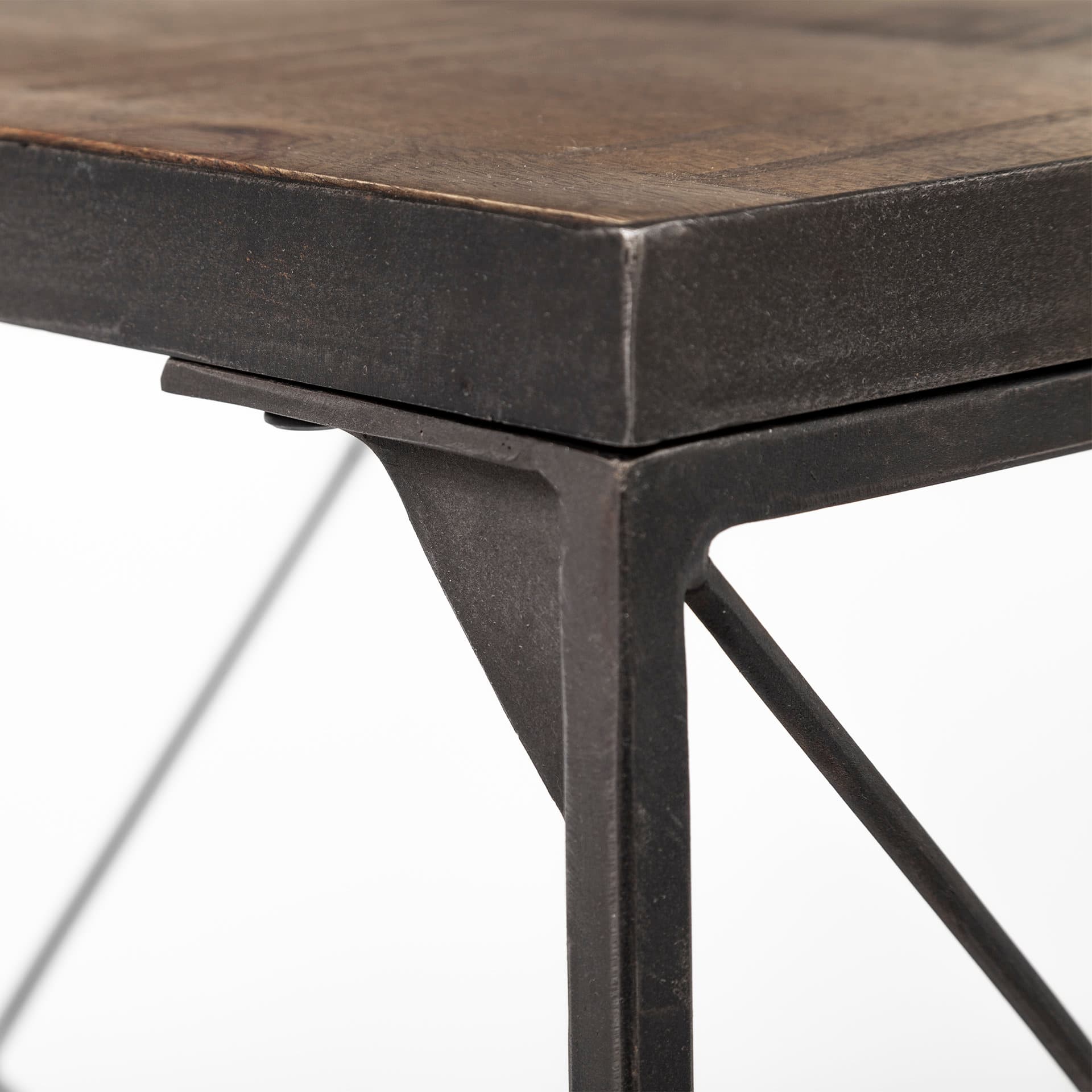 Trestman III 66L x 18W Brown Wood Top W/Black Iron Base Accent Bench — product photograph