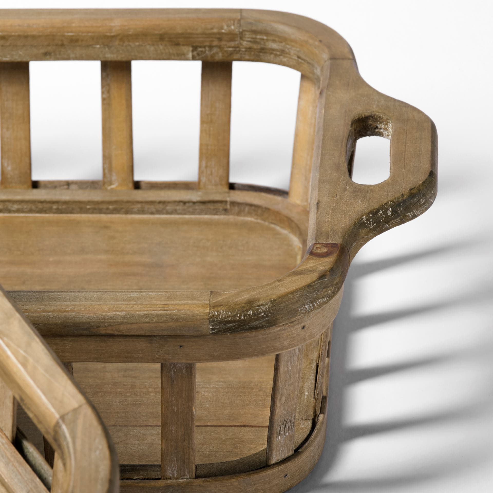 Louis Set of 2 Natural Wood Slated Nesting Trays — product photograph