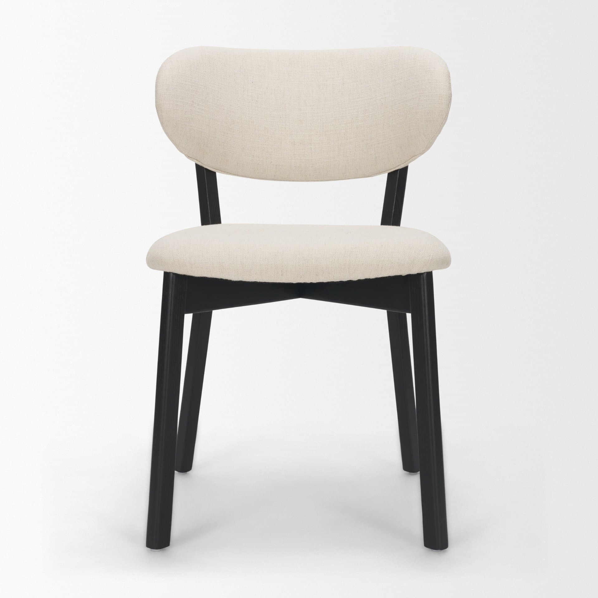 Cole Open Back Dining Side Chair | Natural Linen w/ Dark Wood — product photograph