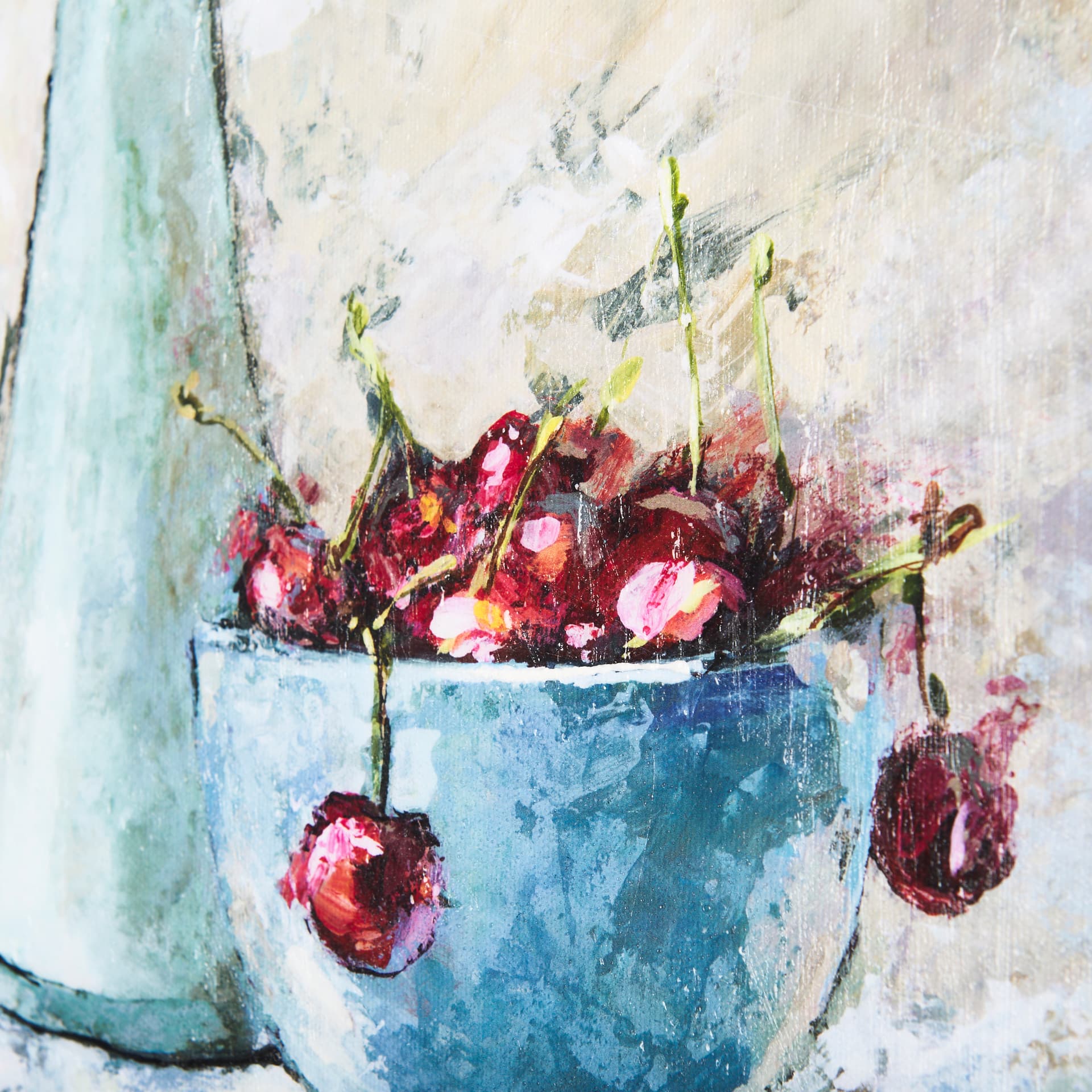 Still Life with Cherries by Mercana Studio a Hand Embellished Textured Canvas — product photograph