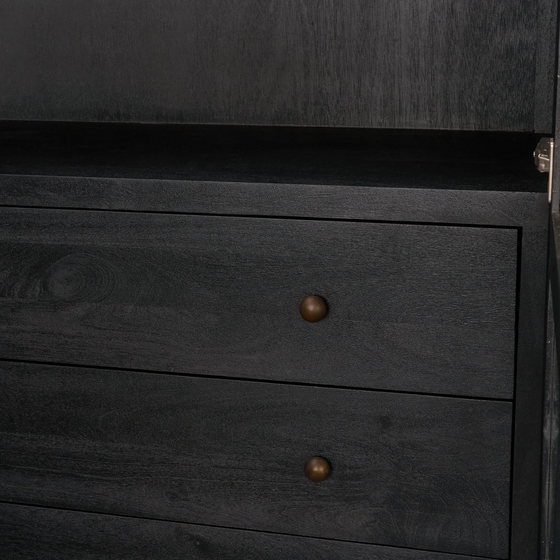 Suri Black Wood W/Glass Doors Arched Curio Cabinet — product photograph