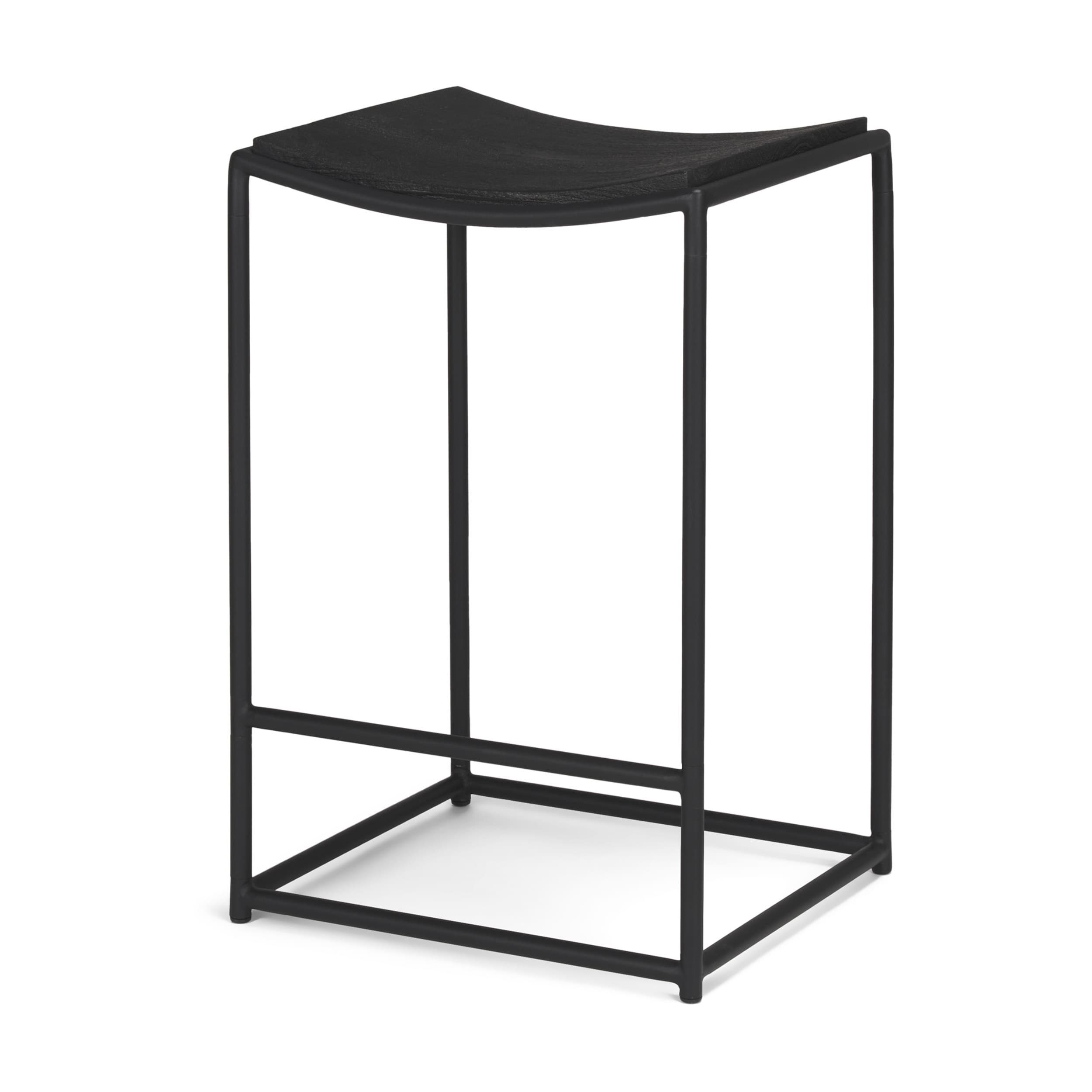 Taniel Backless 26in Seat Counter Stool | Black Wood w/ Black Metal — product photograph